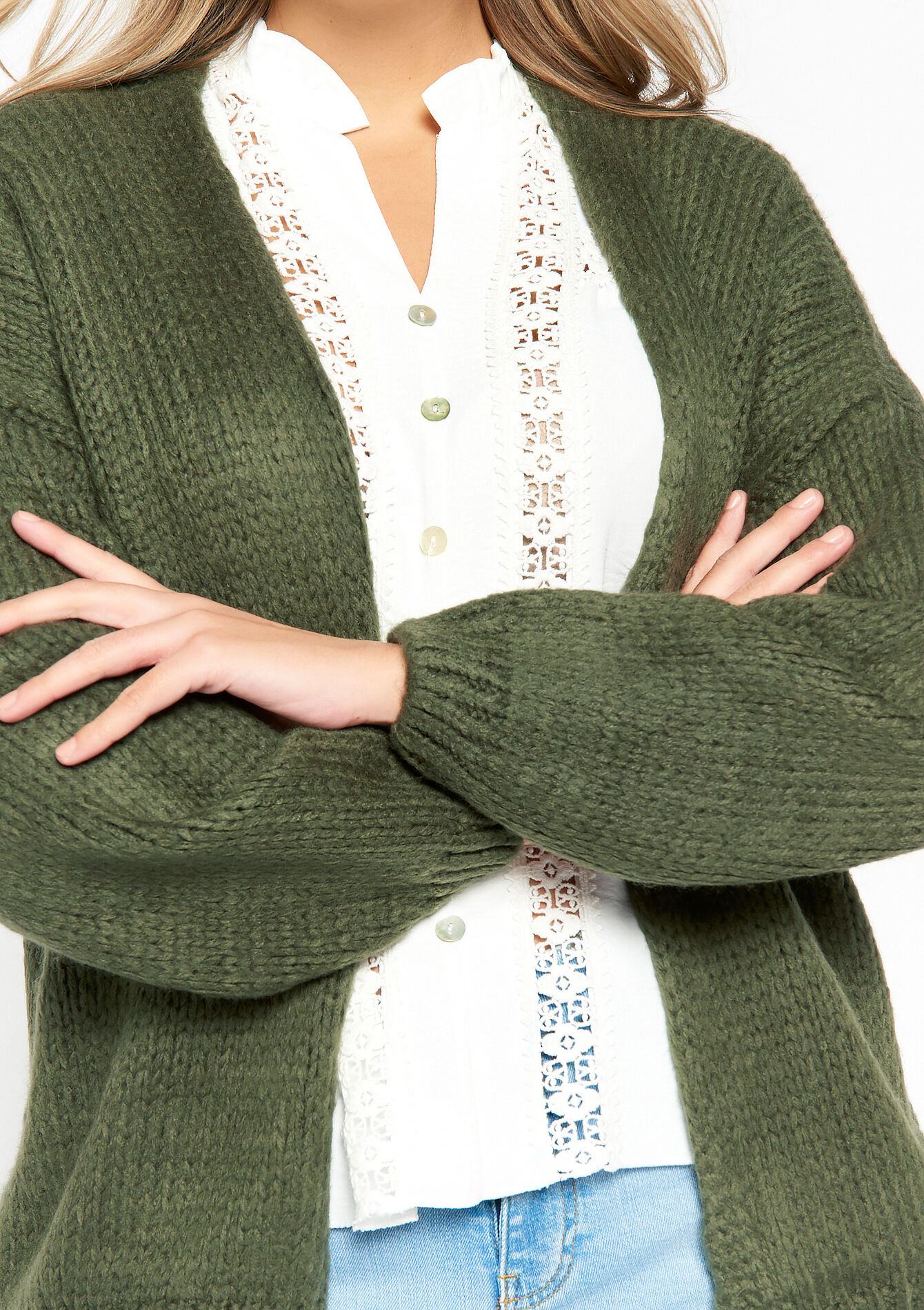 Cardigan ouvert - KHAKI FADED - 04101031_4326
