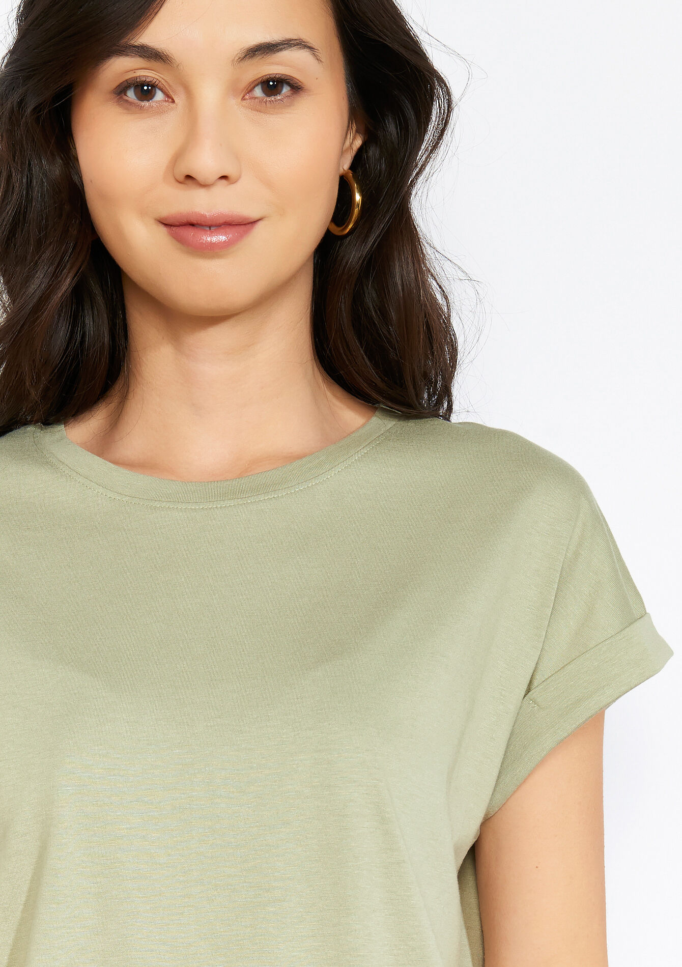 Losvallende T-shirt - KHAKI FADED - 02301926_4326