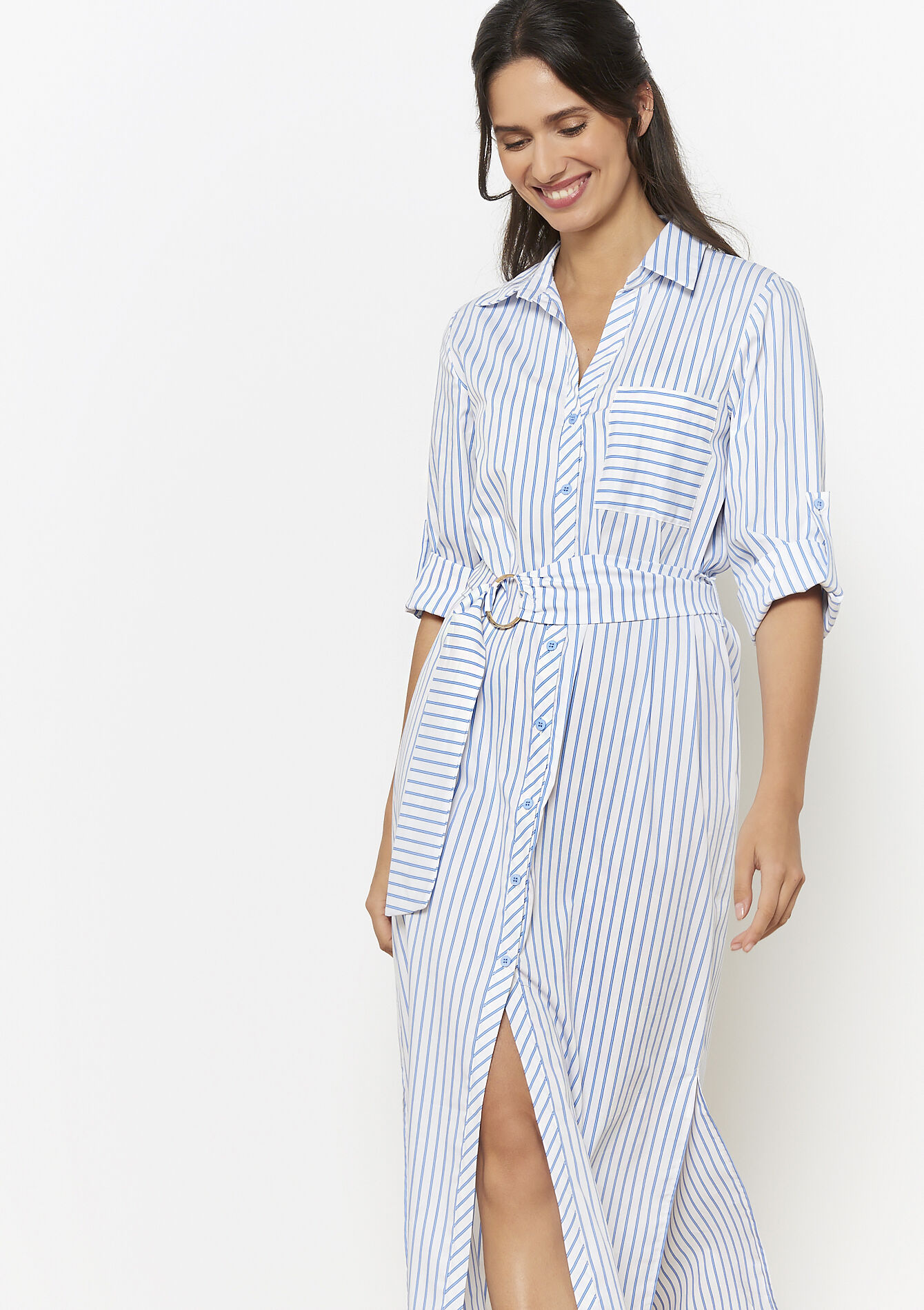 Overhemdjurk met ceintuur - OFFWHITE - 08104162_1001