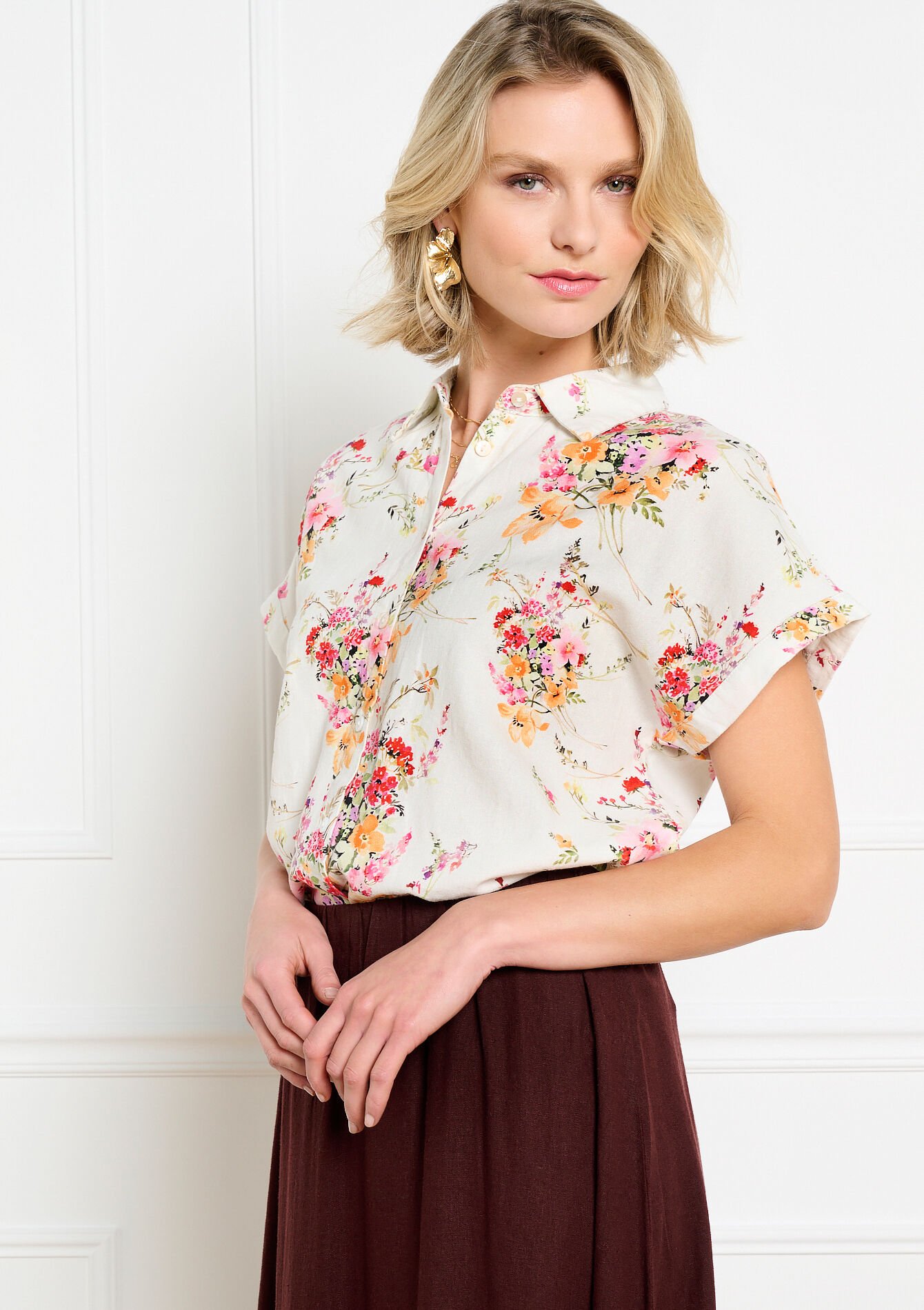 Luchtige blouse met print - VANILLA WHITE - 05702967_1013
