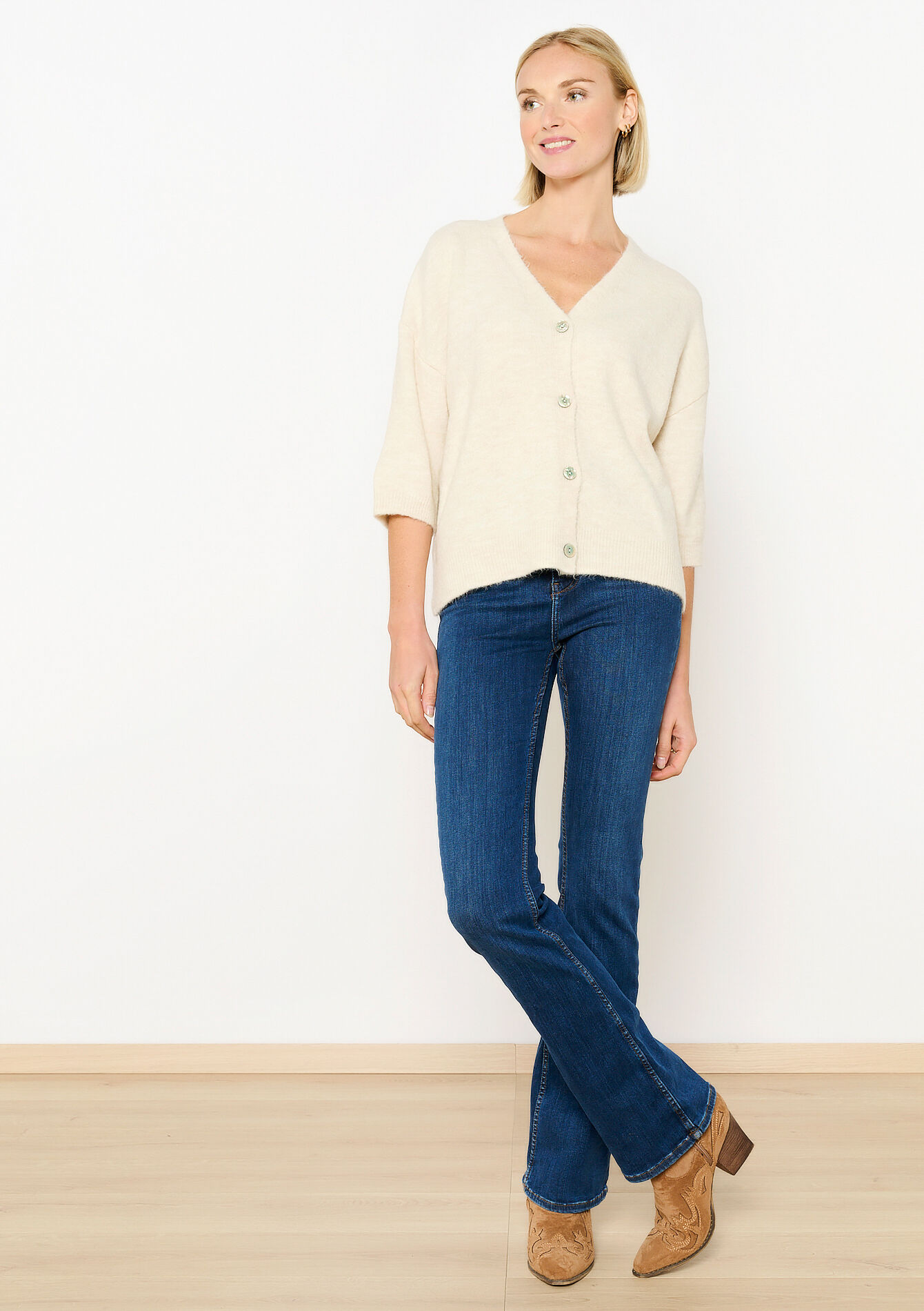 V-neck cardigan - VANILLA WHITE - 1119162