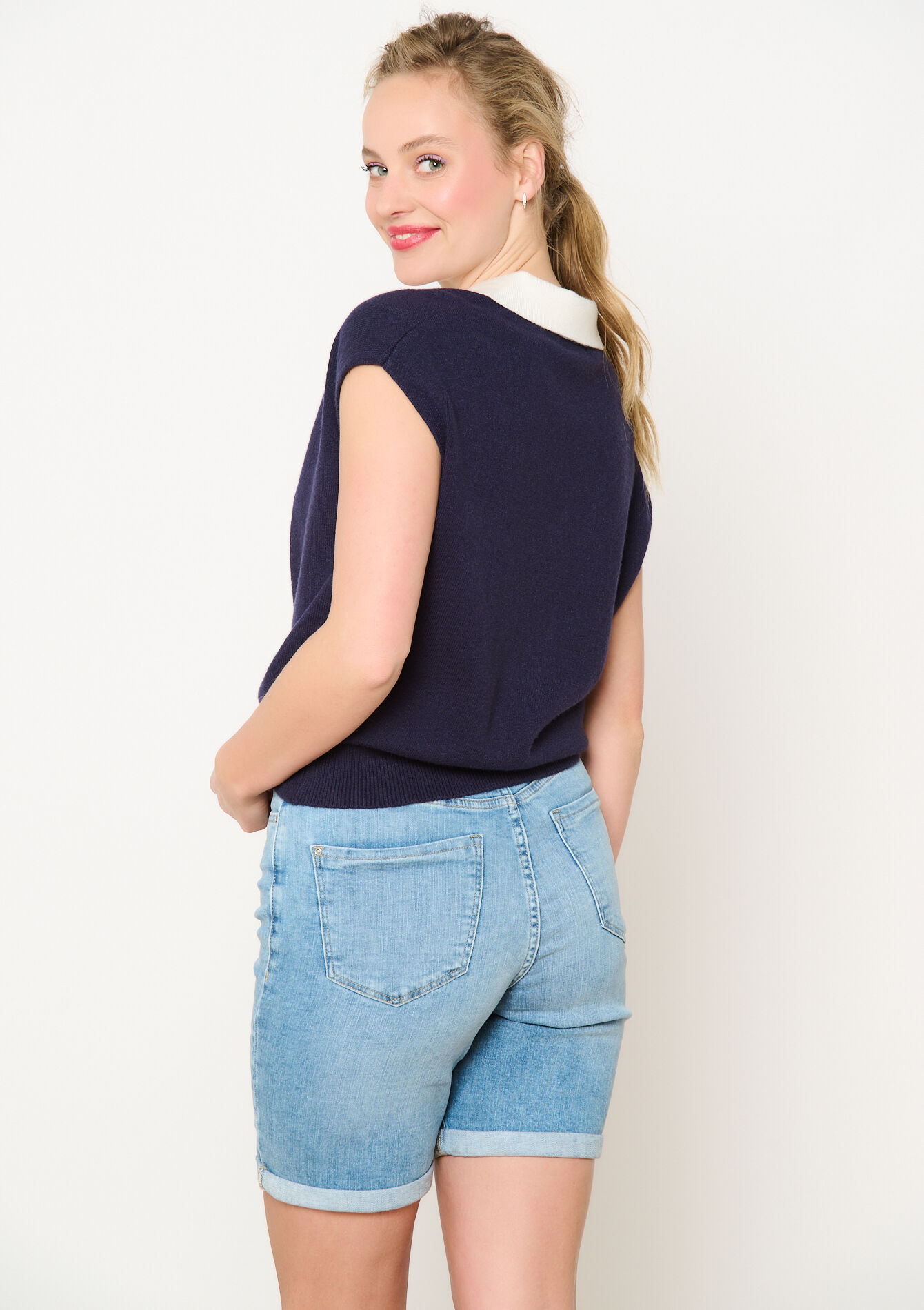 Sweater with polo collar, Sweater with polo collar - NAVY BASIC - 04006792_2723