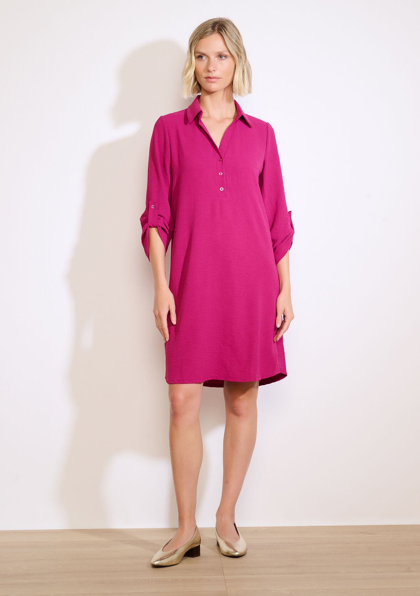 Polojurk met knopen - FUCHSIA PINK - 08104271_2518