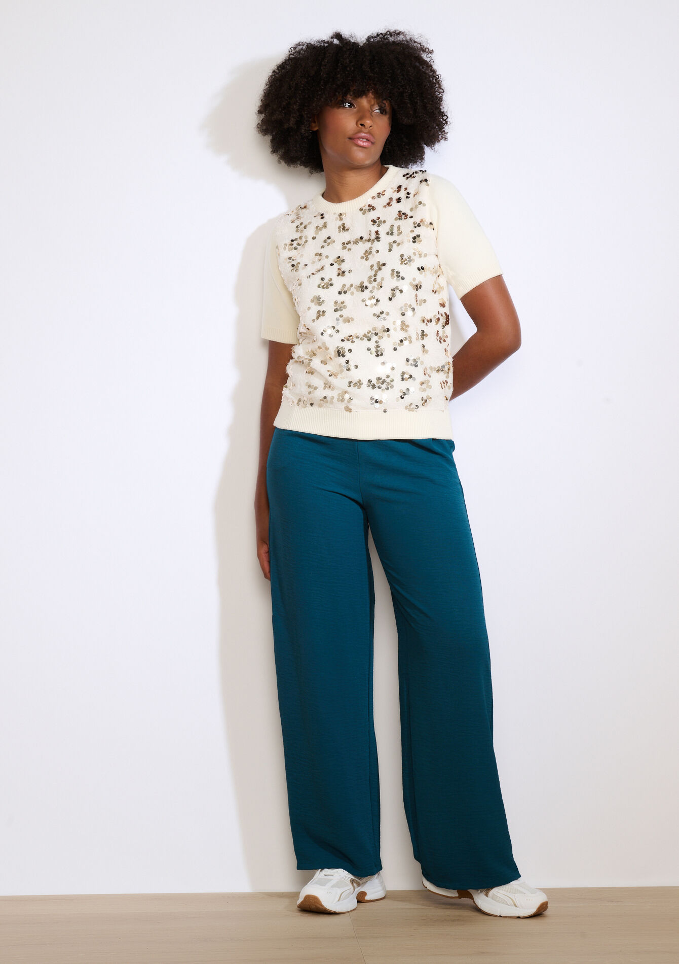 Pull orné de sequins, Pull orné de sequins - OFFWHITE - 04007014_1001