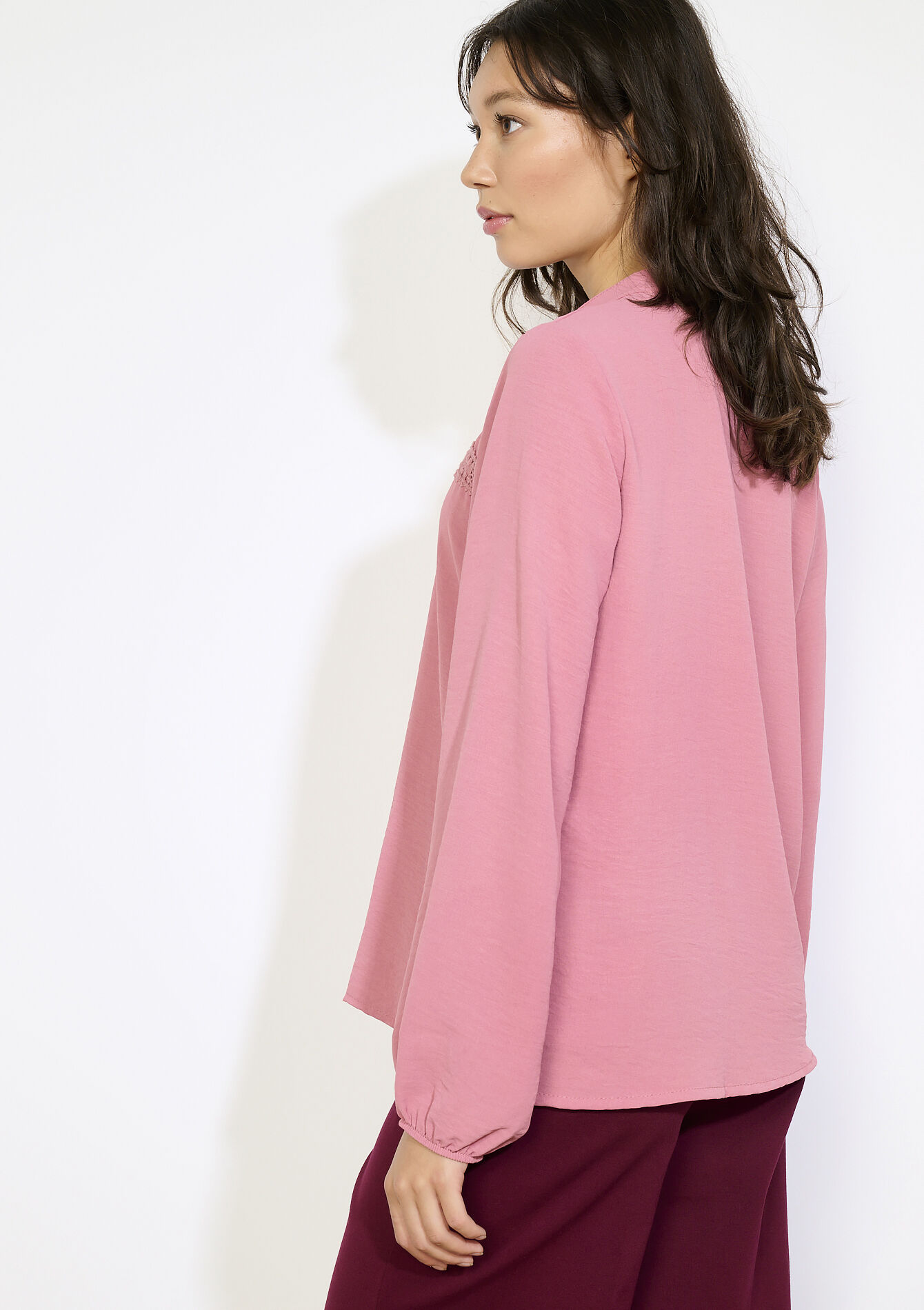 Blouse fluide à détails crochet, Blouse fluide à détails crochet - COSMETIC PINK - 05702943_5733