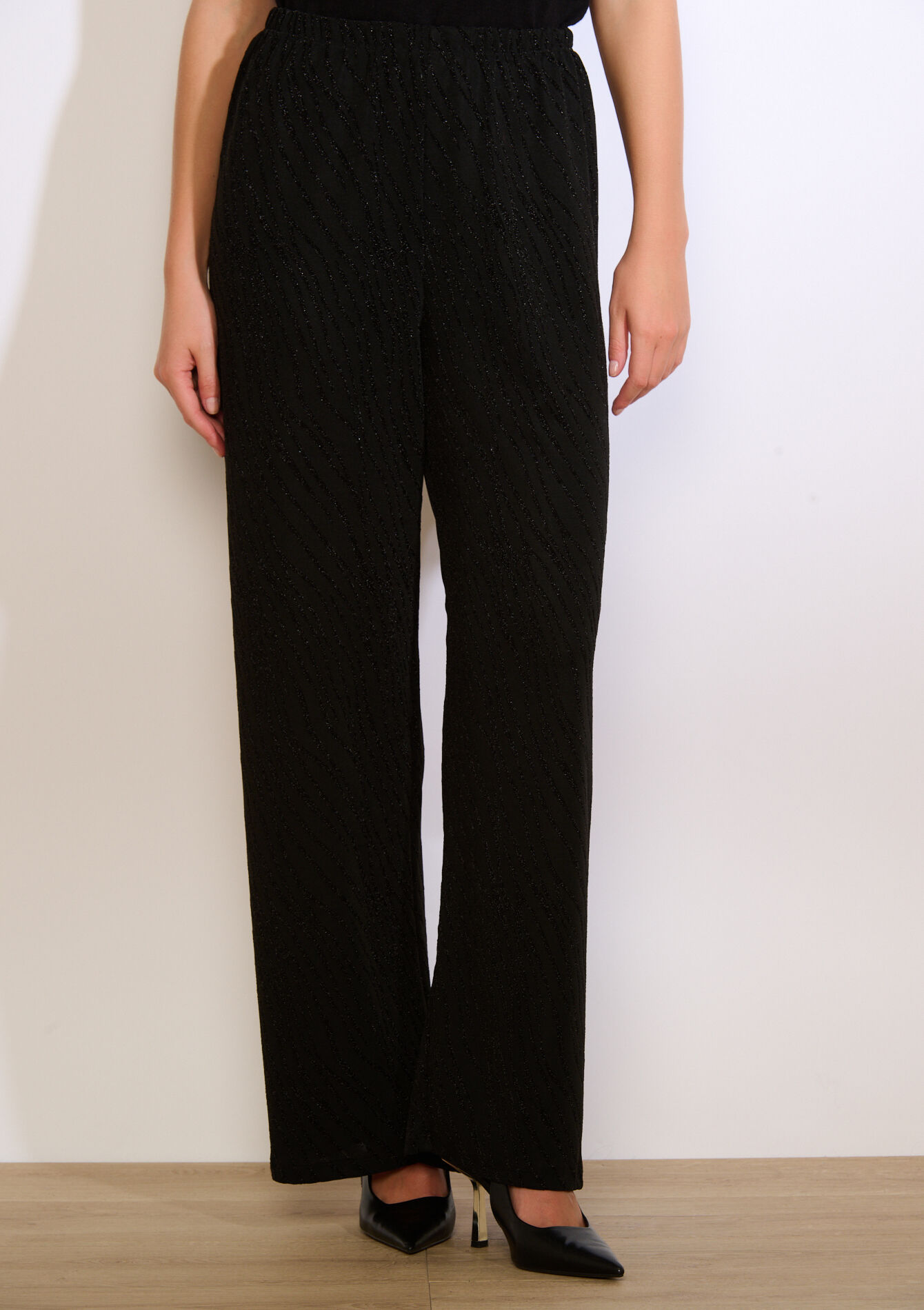 Wijde broek met zebra-lurex, Wijde broek met zebra-lurex - BLACK - 06601084_1119