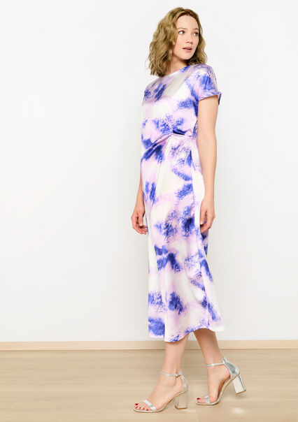 Satijnen jurk met print - OFFWHITE - 08103668_1001