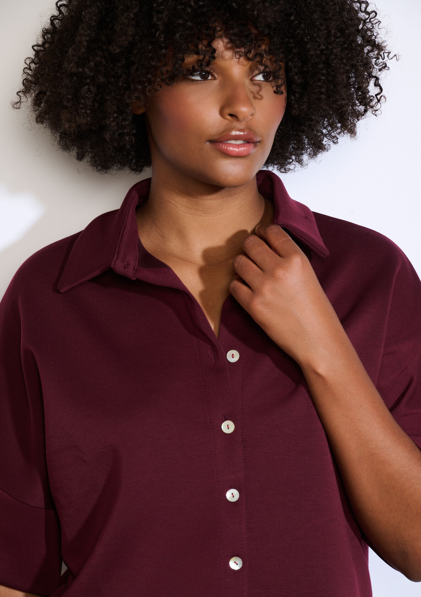 Chemise boutonnée ample - BORDEAU WINE - 02301896_1467