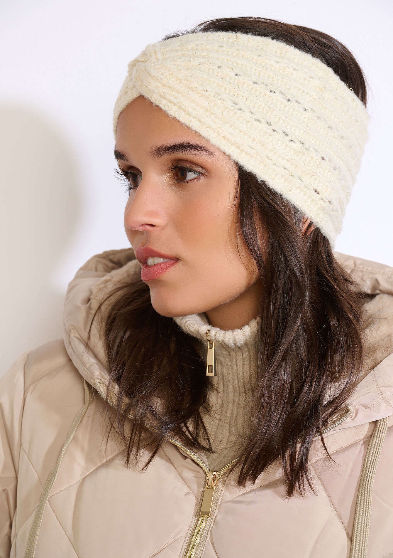 Geribde twist haarband - VANILLA WHITE - 17101428_1013