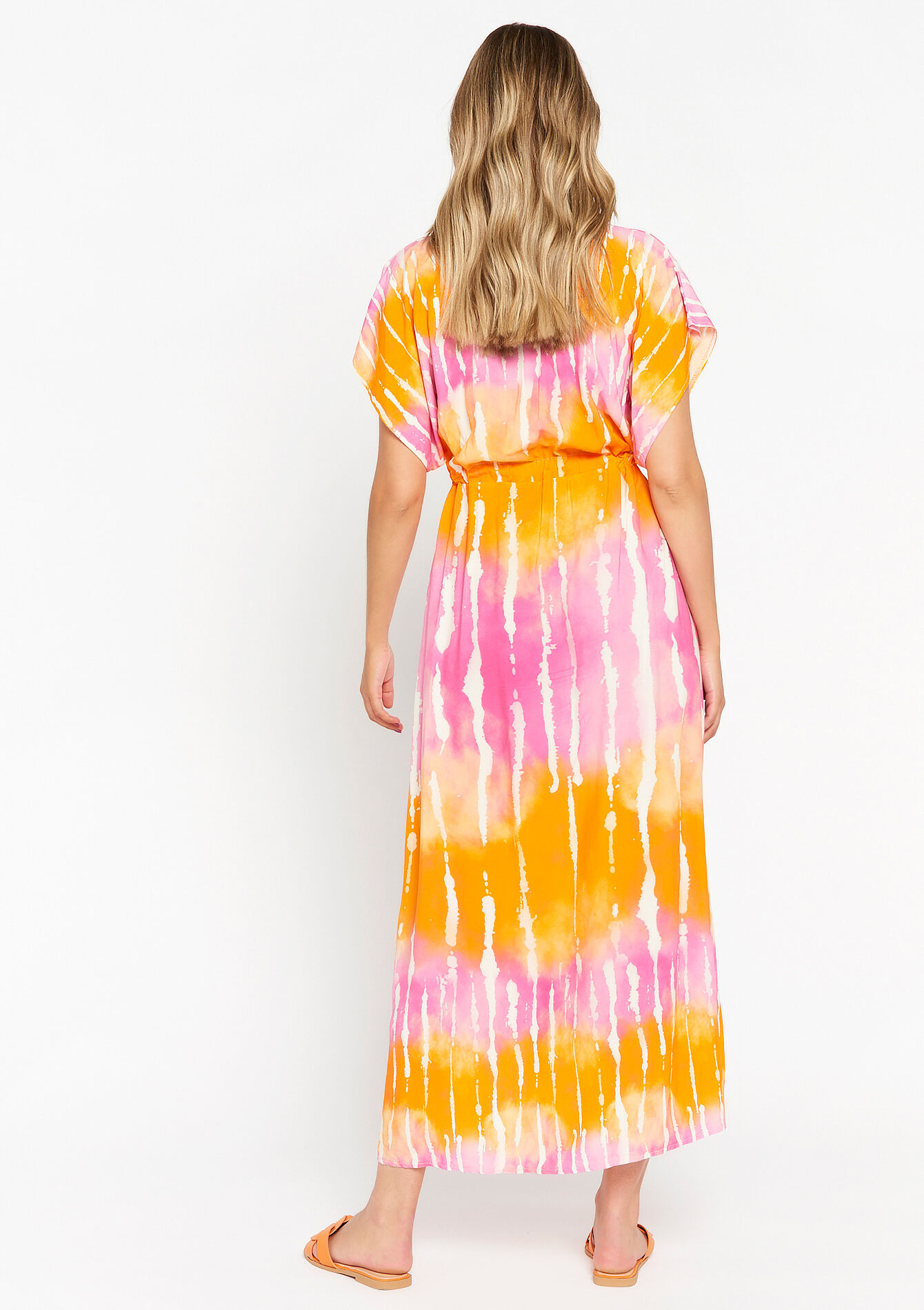 Maxi dress with tie-dye, Maxi dress with tie-dye - ORANGE BRIGHT - 08602087