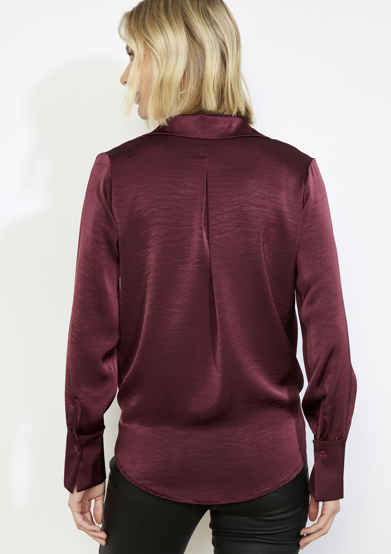 Fluid satin shirt, Fluid satin shirt - AUBERGINE - 05703007_1537