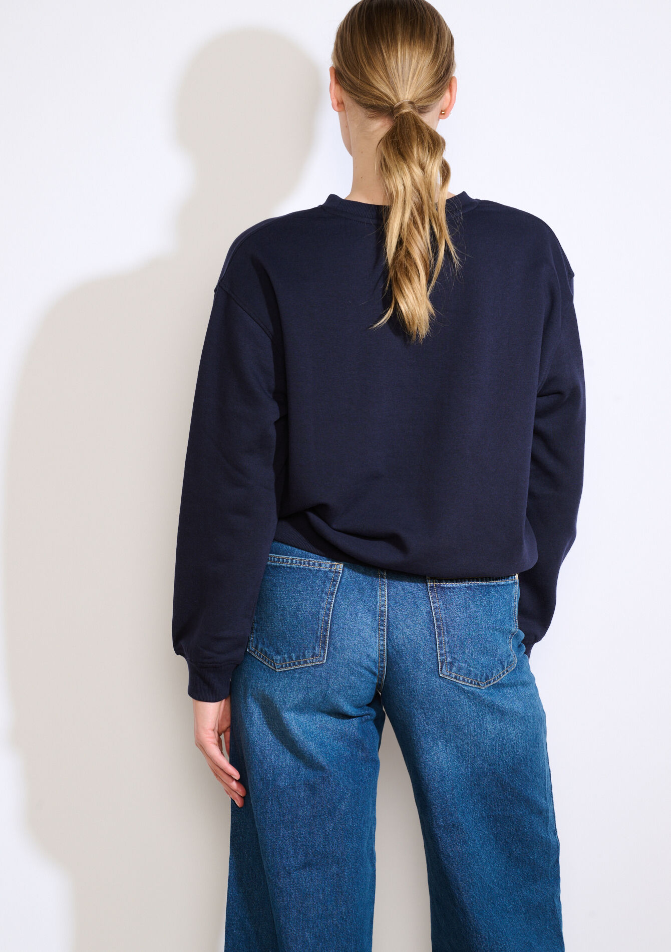 Oversized sweatshirt met borduursel, Oversized sweatshirt met borduursel - NAVY BASIC - 03001766_2723