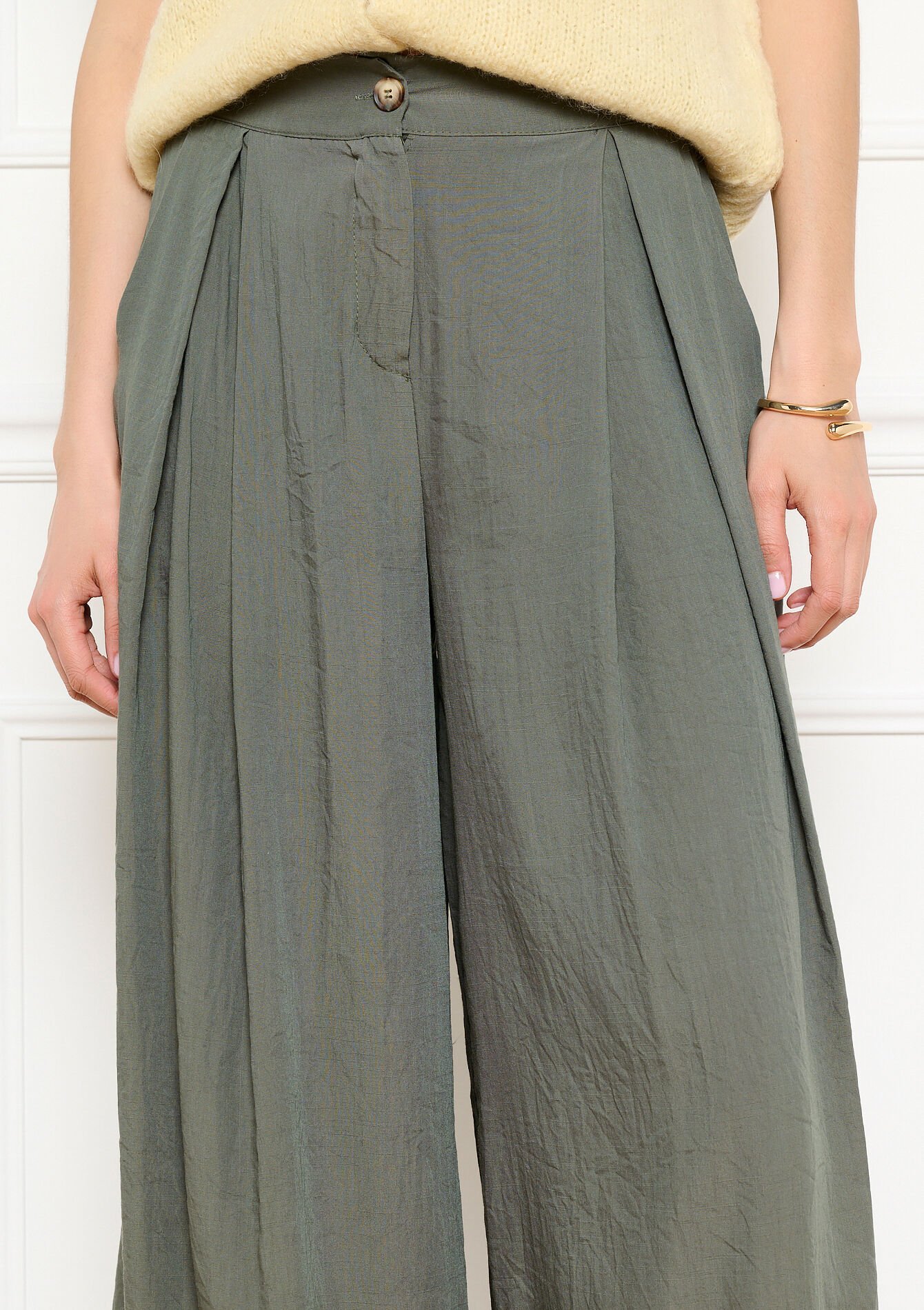 Wijde soepelvallende broek - KHAKI MED - 06601134_4327