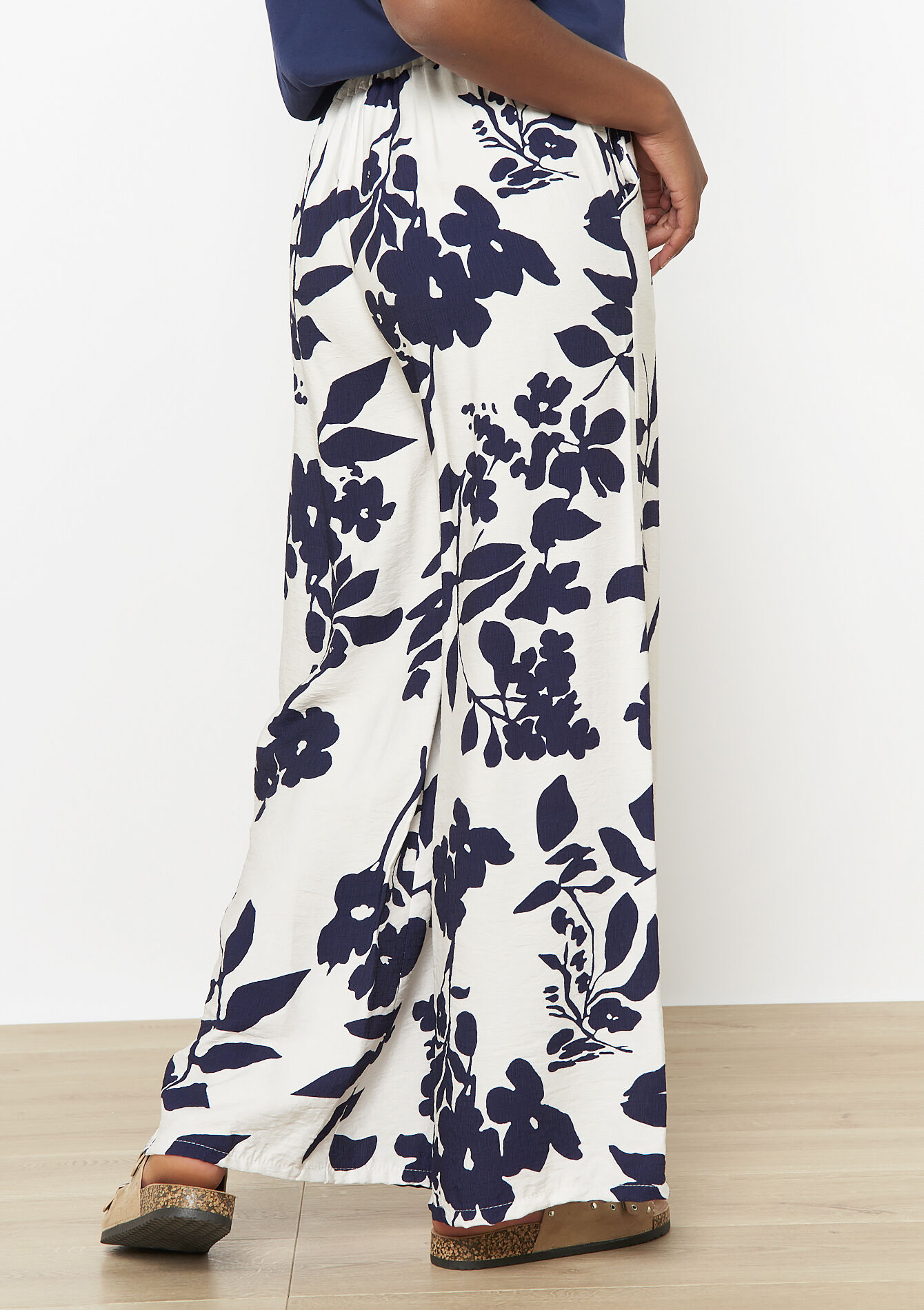 Wijde bloemenprint broek, Wijde bloemenprint broek - NAVY BASIC - 06600968_2723
