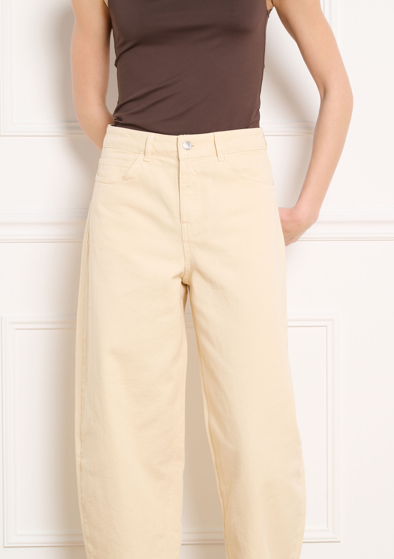 Hoge taille barrel broek - LT BEIGE - 06004732_2527