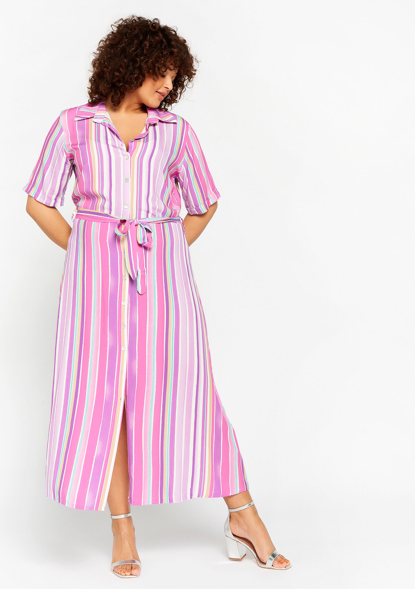 Robe-chemise à rayures, Robe-chemise à rayures - PASTEL LILAC - 08602010_1493