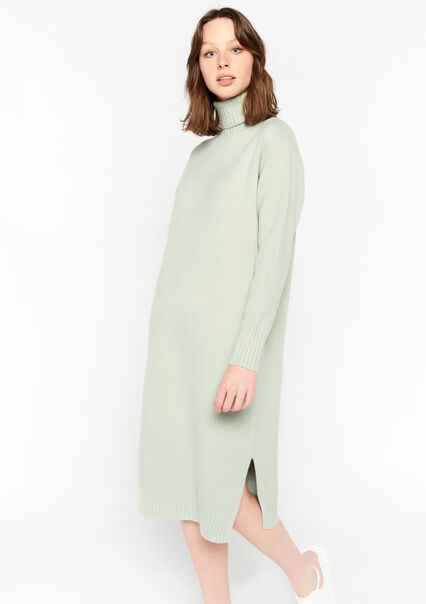 Pullover dress with roll neck - MINT GREEN - 1070414
