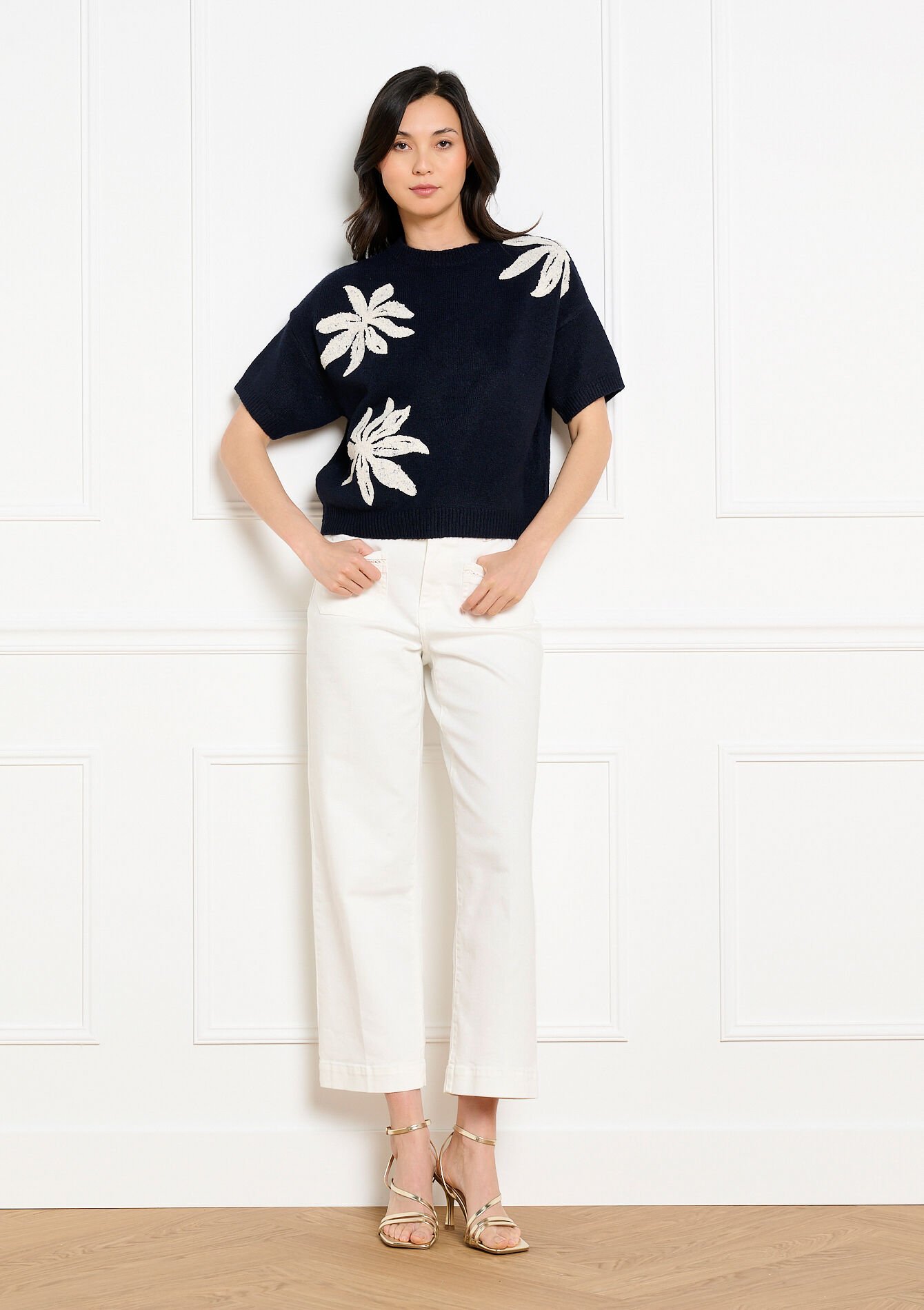 Pull manches courtes motif - NAVY BASIC - 04007275_2723