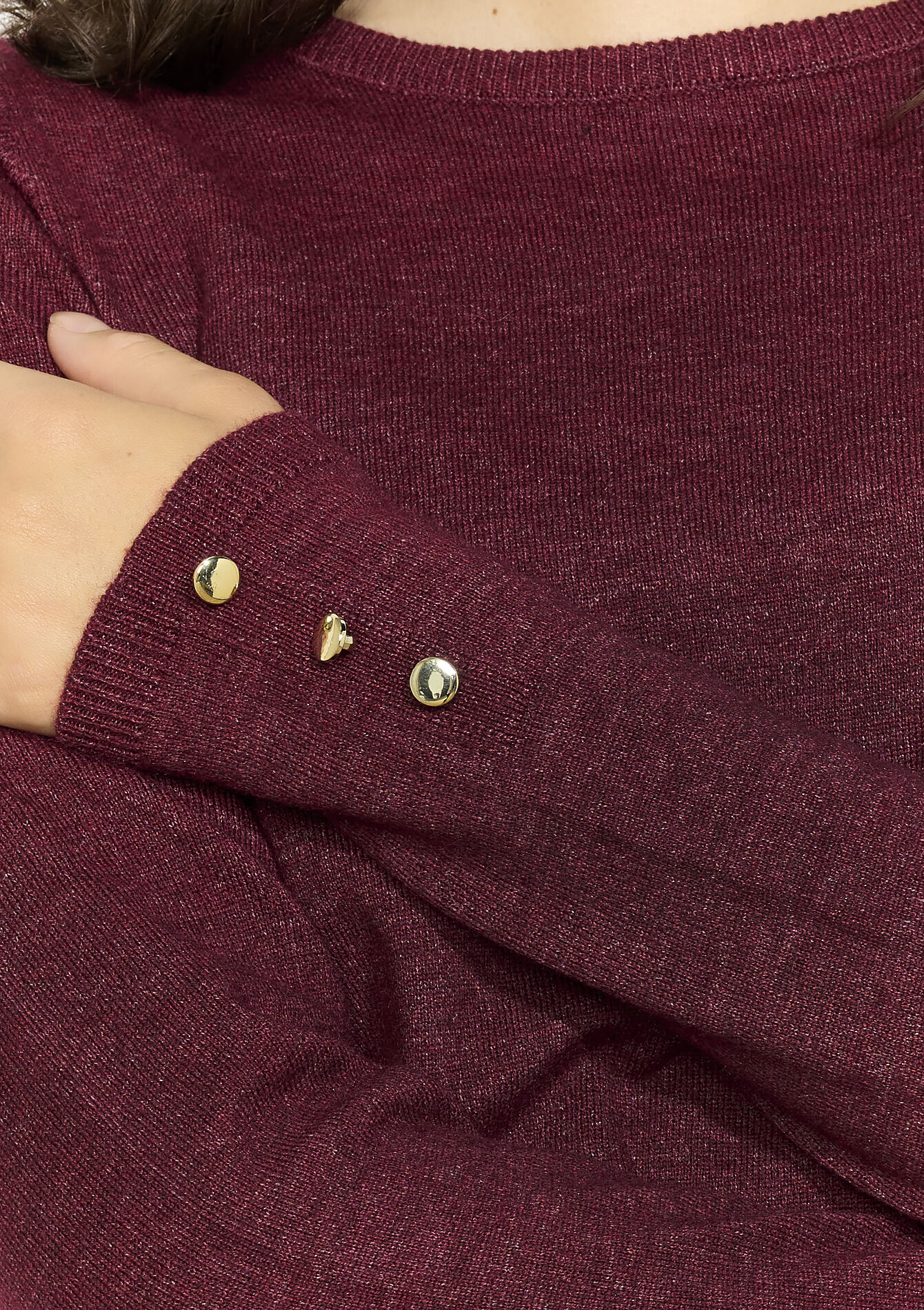 Fijngebreide trui met knopen - BORDEAUX WINE - 04006920_5514