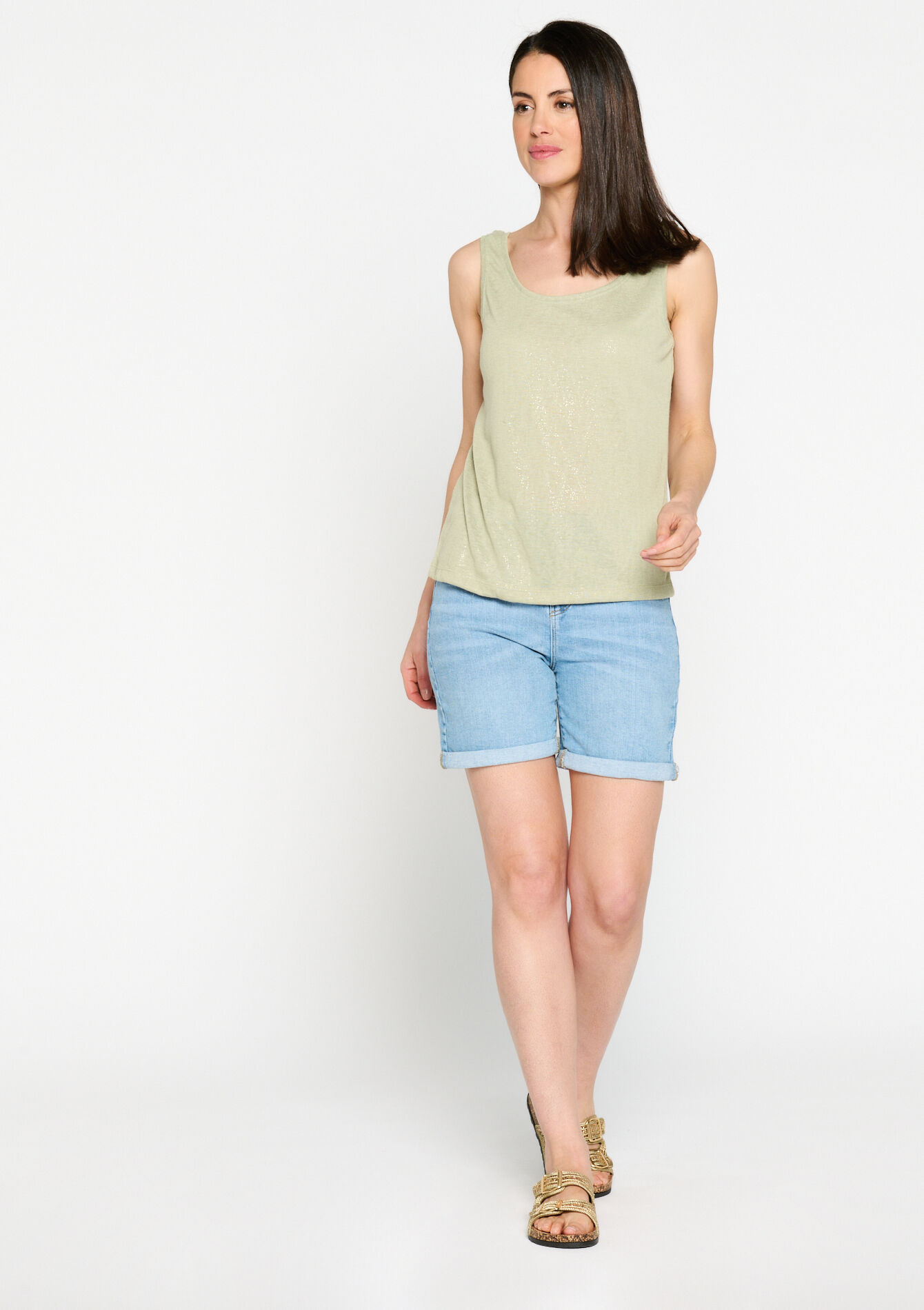 Top with round neck, Top with round neck - KHAKI MINT - 02200335
