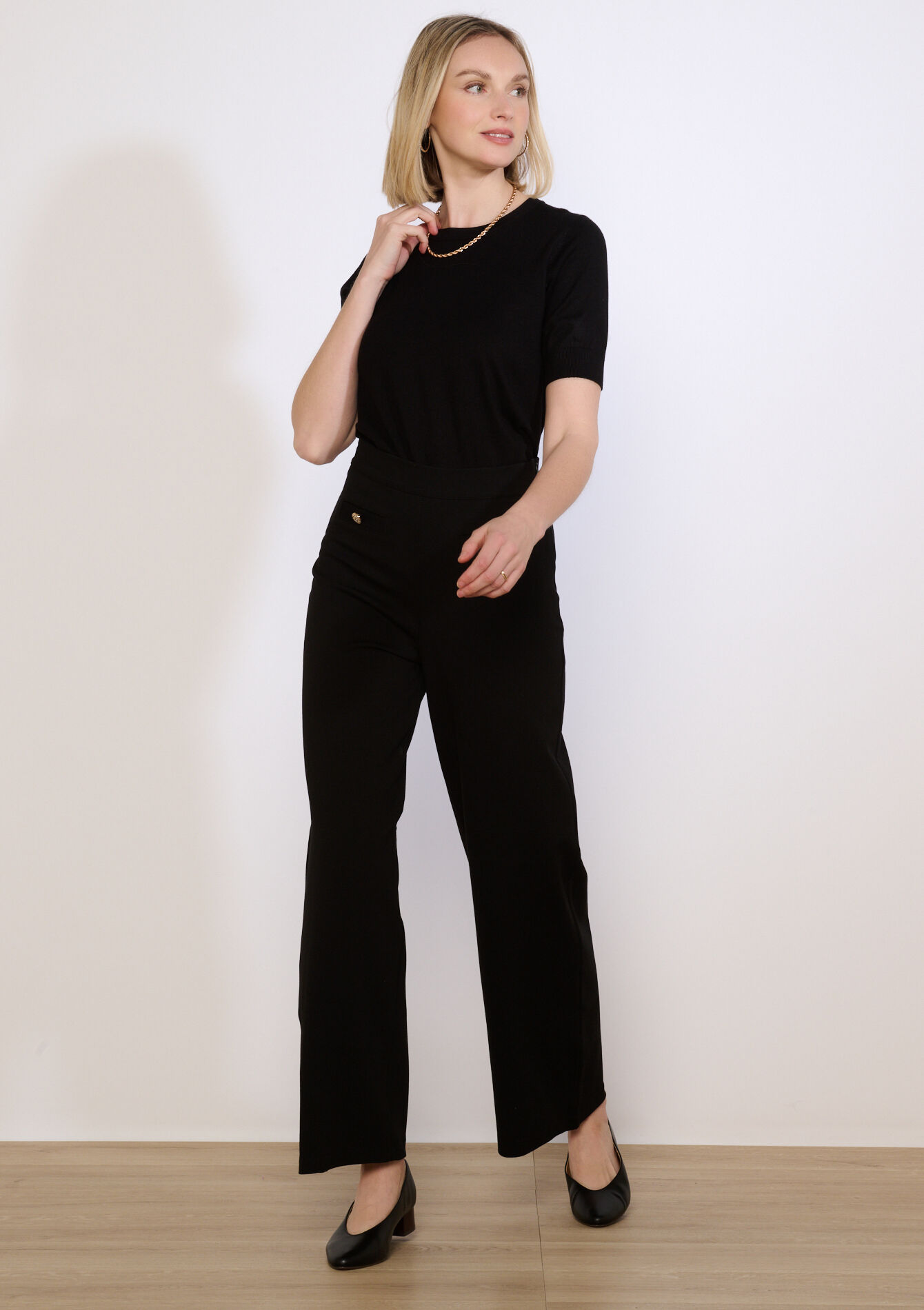 Broek met structuur - BLACK - 06601105_1119