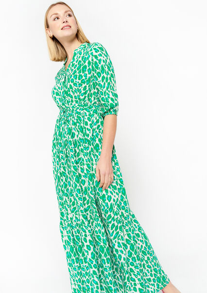 Maxi-jurk met luipaardprint - GREEN APPLE  - 08601902_1783