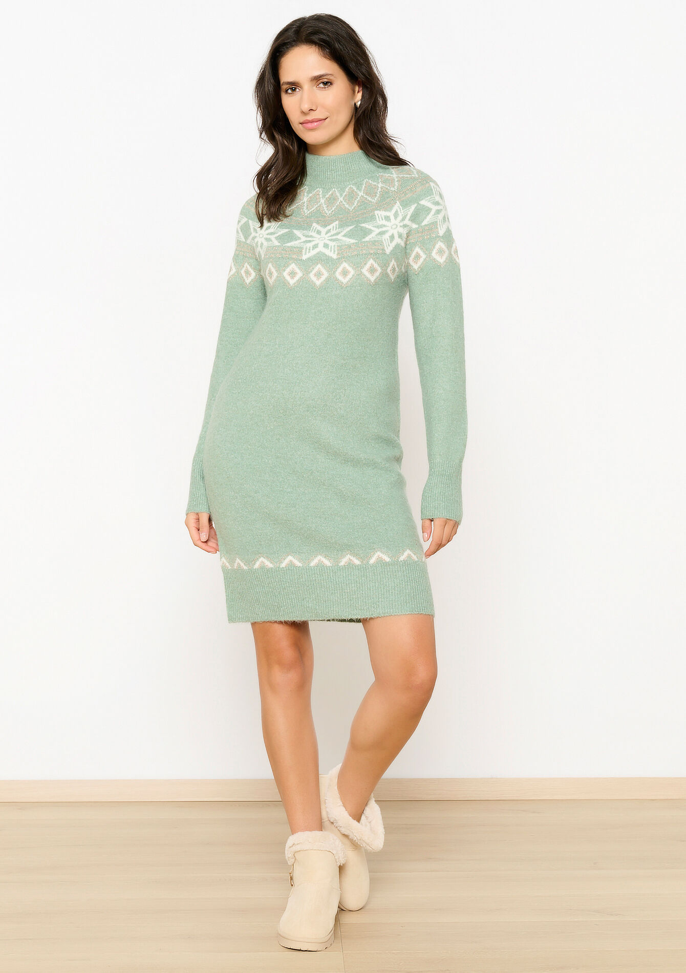 Robe en maille en jacquard, Robe en maille en jacquard - MINT GREEN - 08103615_1723