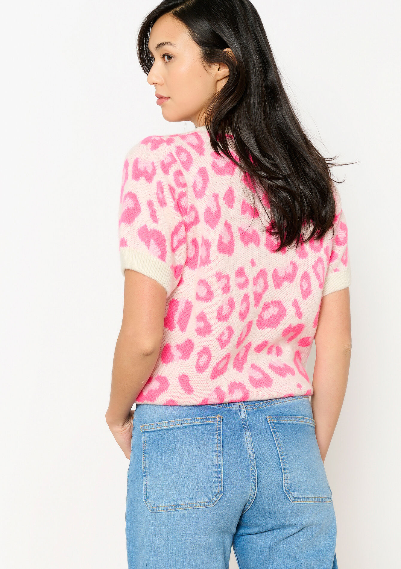 Jacquard sweater leopard print, Jacquard sweater leopard print - FLUO PINK - 04006870_5727