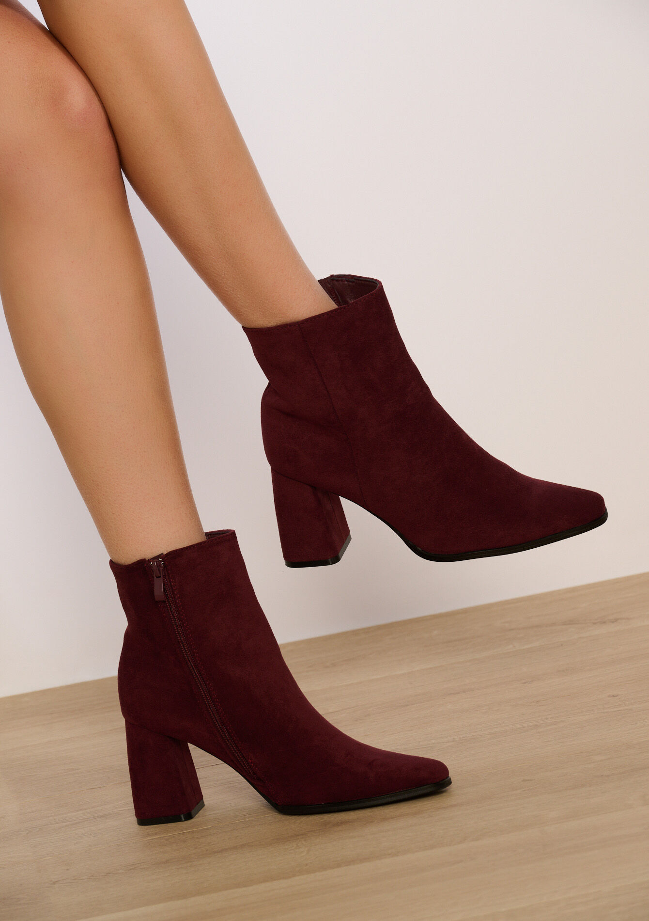 Enkellaarsjes in suèdelook, Enkellaarsjes in suèdelook - BORDEAU WINE - 13100323_1467