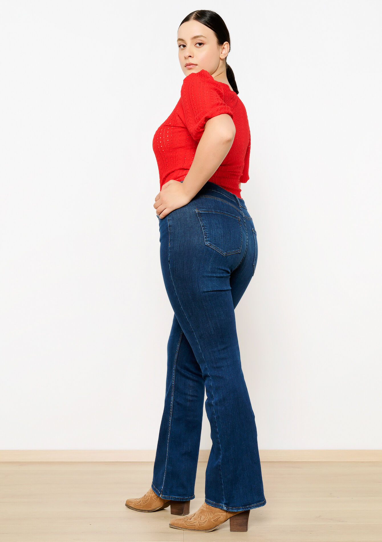 Jean bootcut avec taille haute, Jean bootcut avec taille haute - DARK BLUE - 22000541_0501