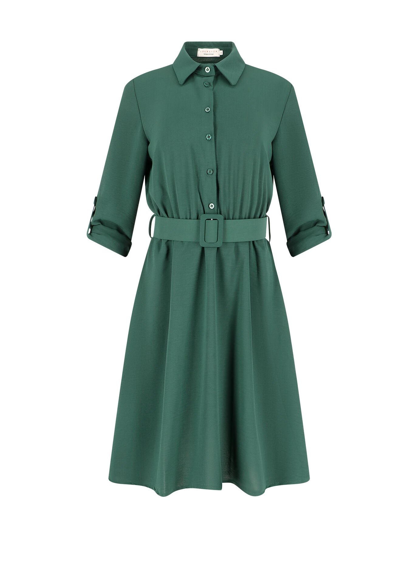 Midi-jurk met polokraag - BOTTLE GREEN - 08602175_1778