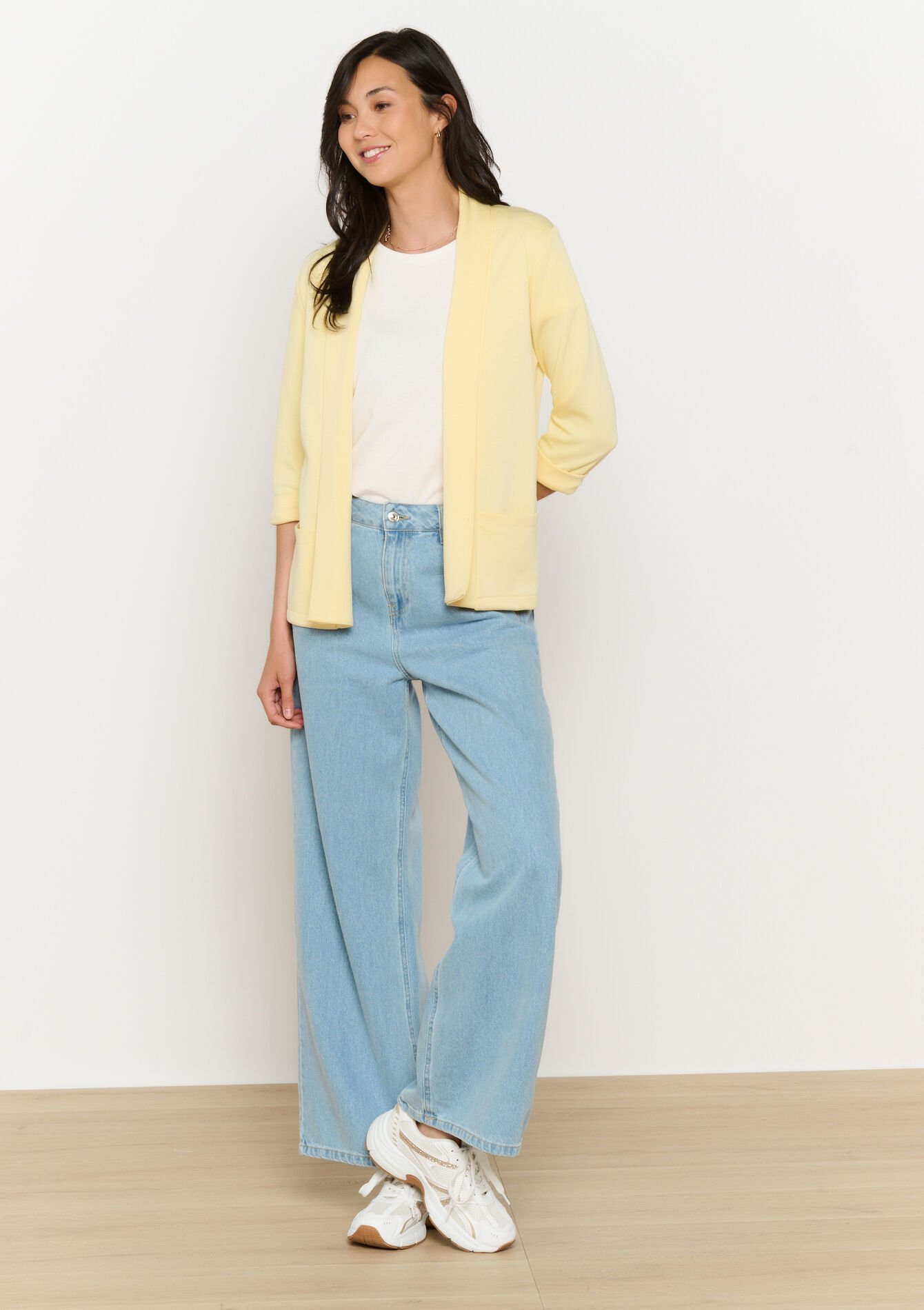 Fluid open-front blazer, Fluid open-front blazer - YELLOW PASTEL - 09101049_5004