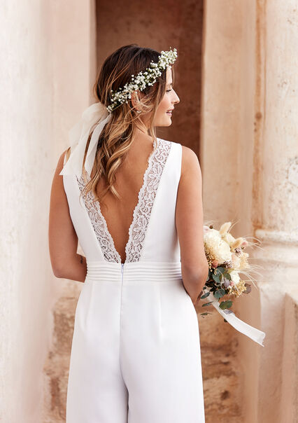 Bridal jumpsuit with lace - OFFWHITE - 06004369_1001