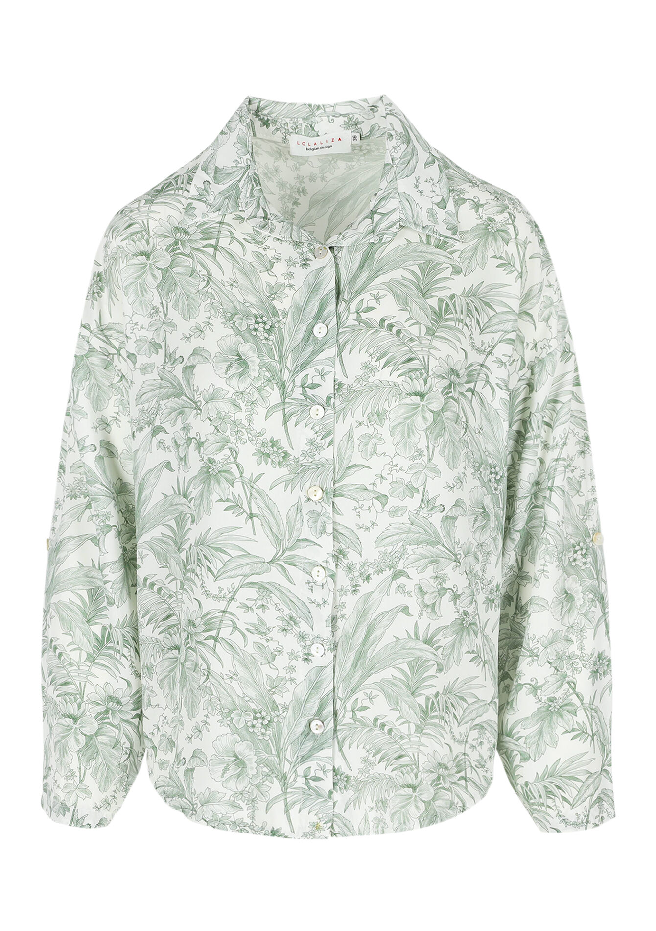 Blouse met botanische print, Blouse met botanische print - KHAKI MINT - 05702796_2542
