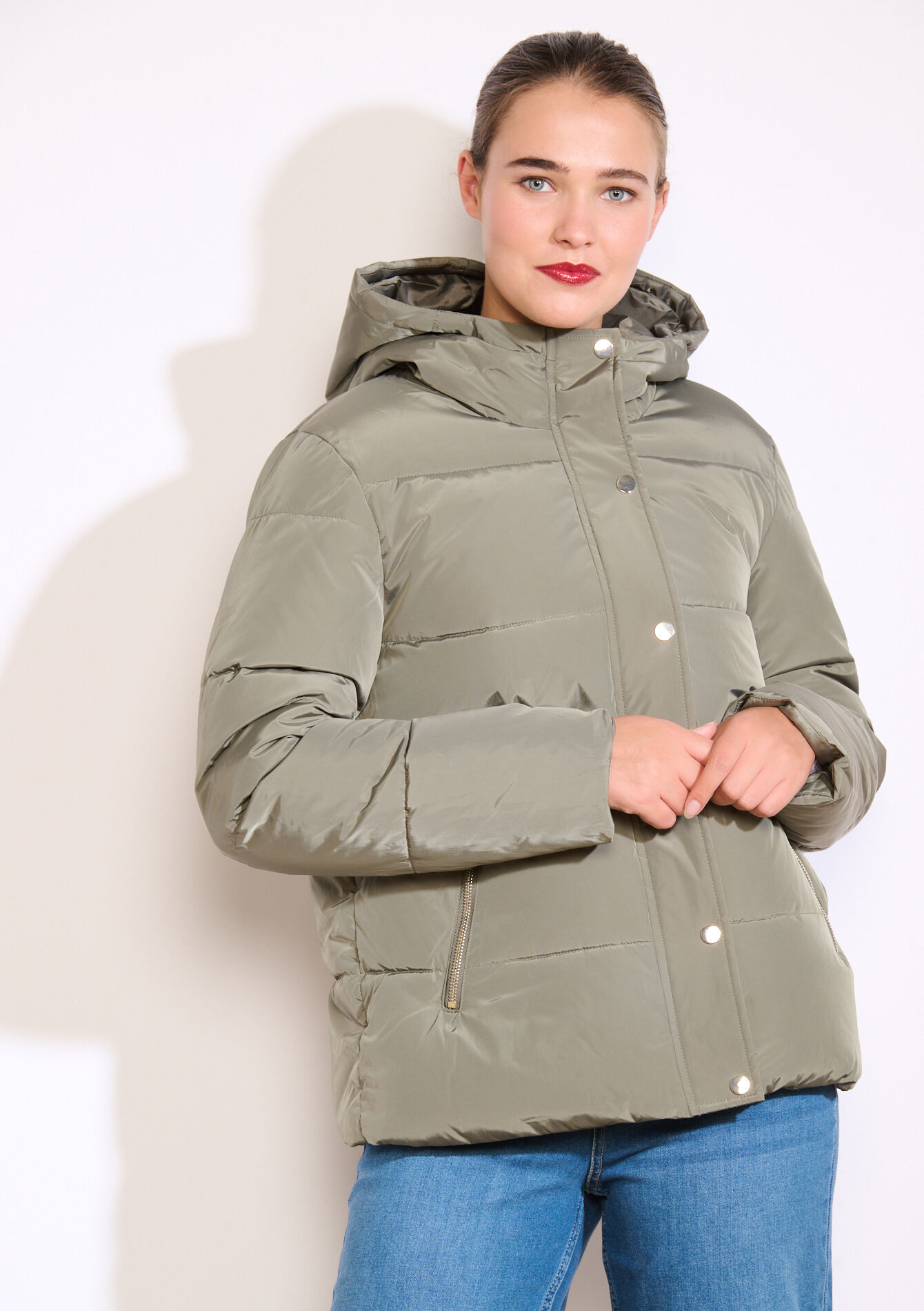 Doudoune courte matelassée - KHAKI FADED - 23000736_4326