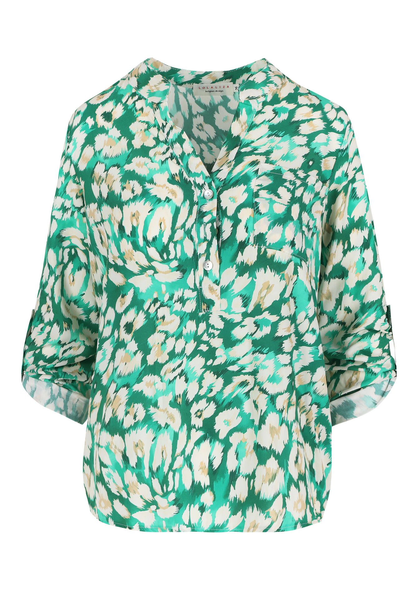 Blouse with leopard print, Blouse with leopard print - APPLE GREEN - 05702418_4614