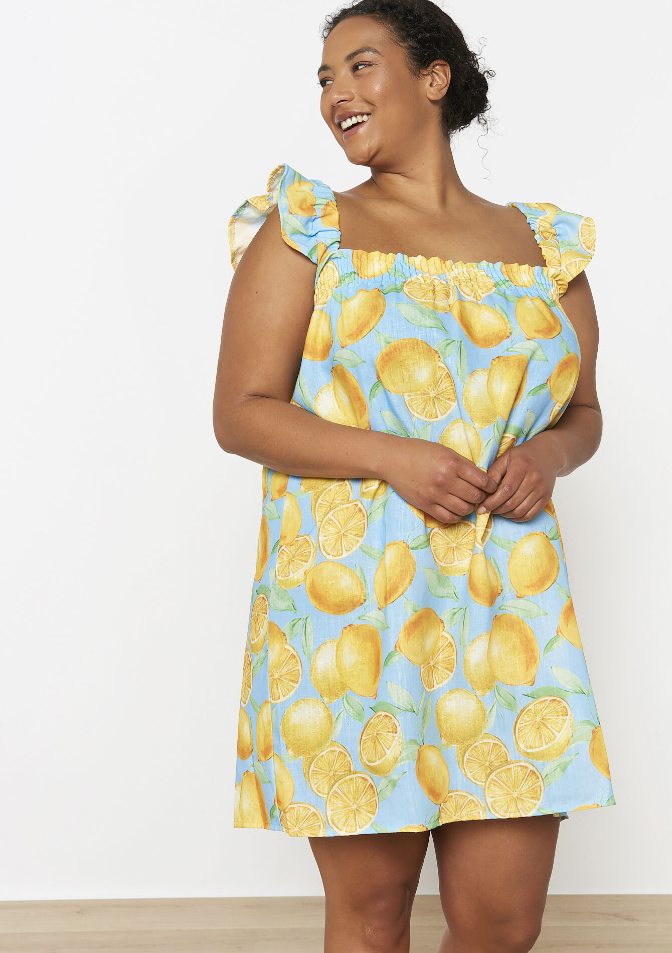 Citrusjurk met ruches, Citrusjurk met ruches - YELLOW SUN - 08104147