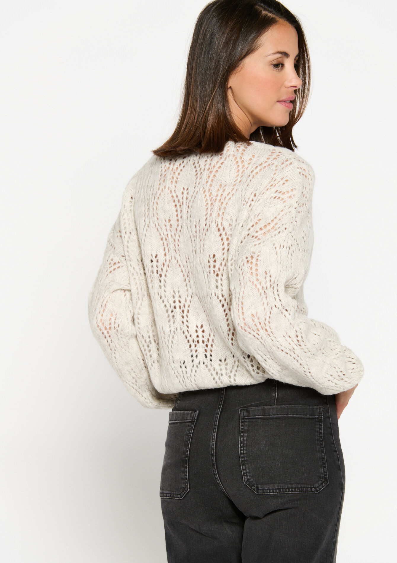 Opengewerkte cardigan - LT GREY - 04101090_2574