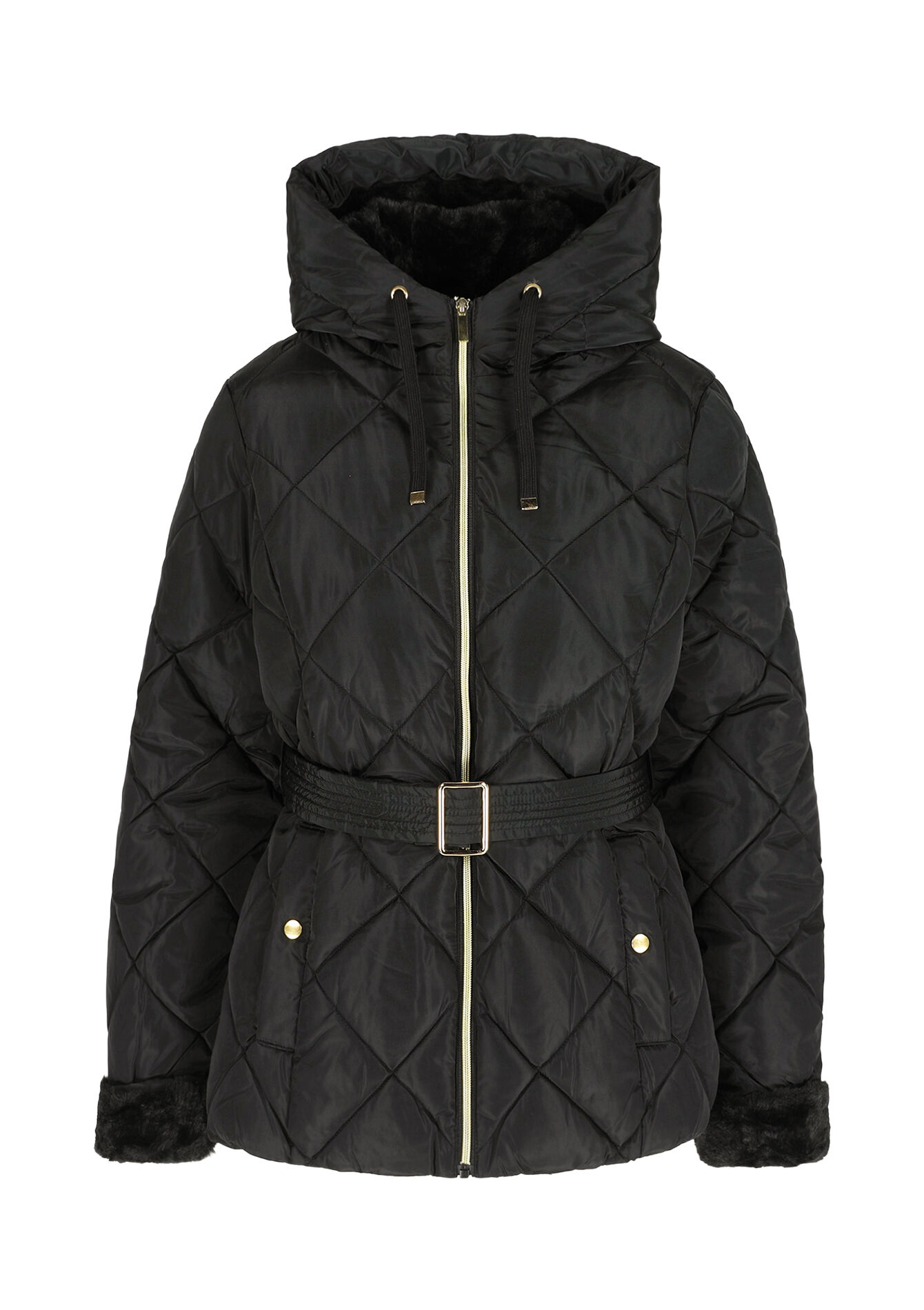 Doudoune ceinturée courte, Doudoune ceinturée courte - BLACK - 23000753_1119
