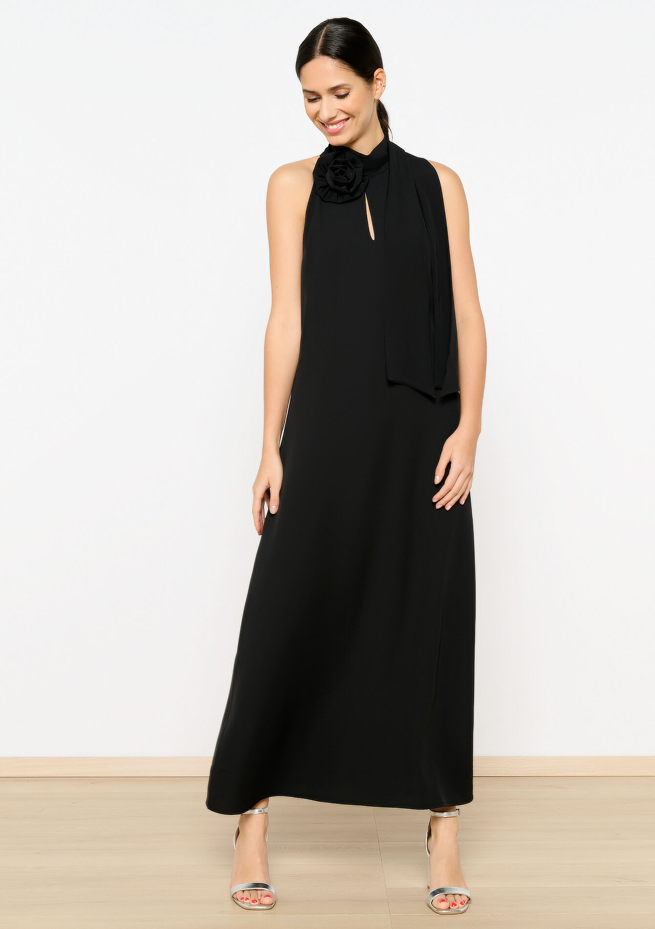 Halterjurk met roos, Halterjurk met roos - BLACK - 08103563_1119