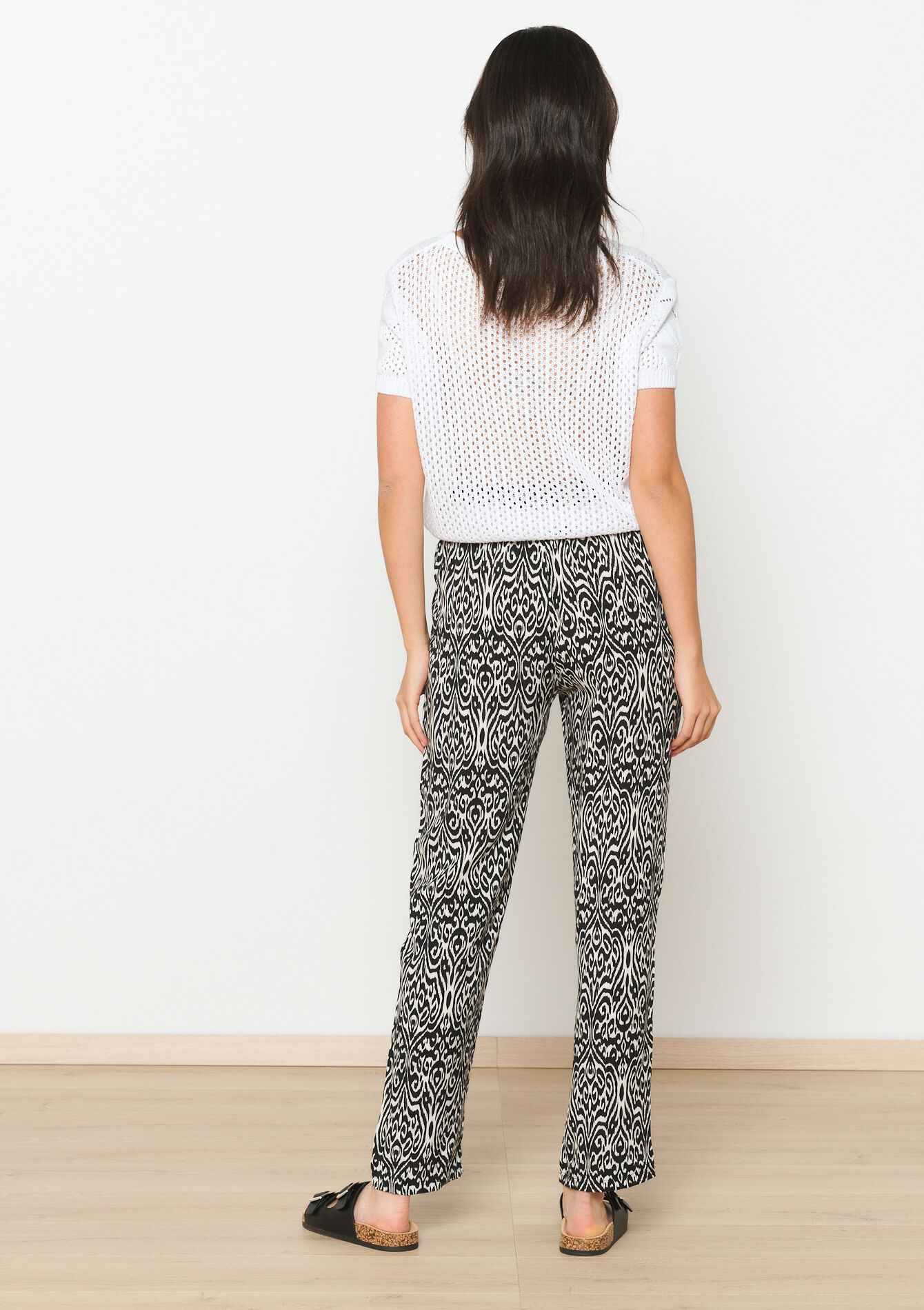 Cigarette broek met ikatprint, Cigarette broek met ikatprint - BLACK - 1104616