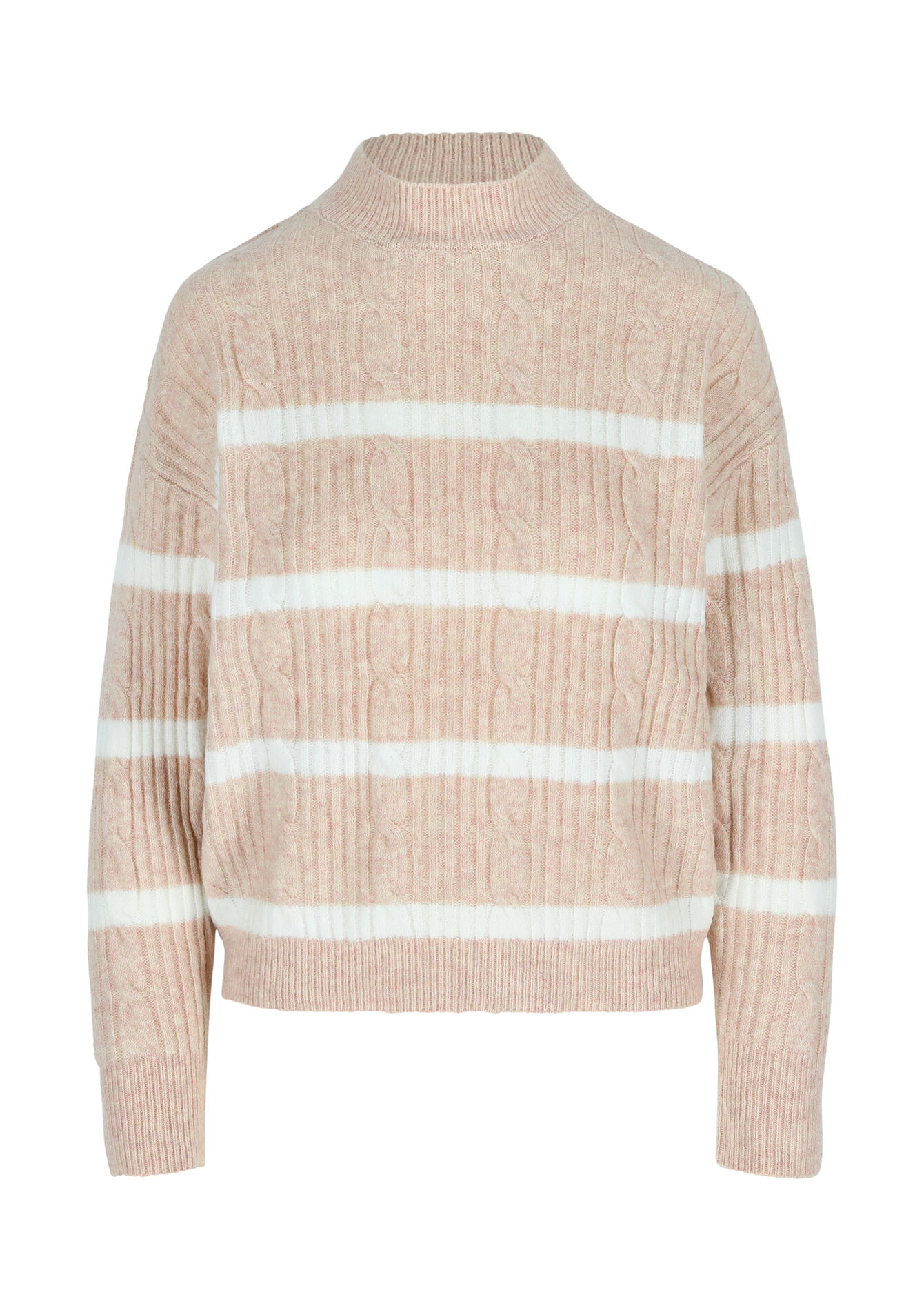 Kabelgebreide trui met strepen, Kabelgebreide trui met strepen - NUDE LOTUS - 04006160_4118