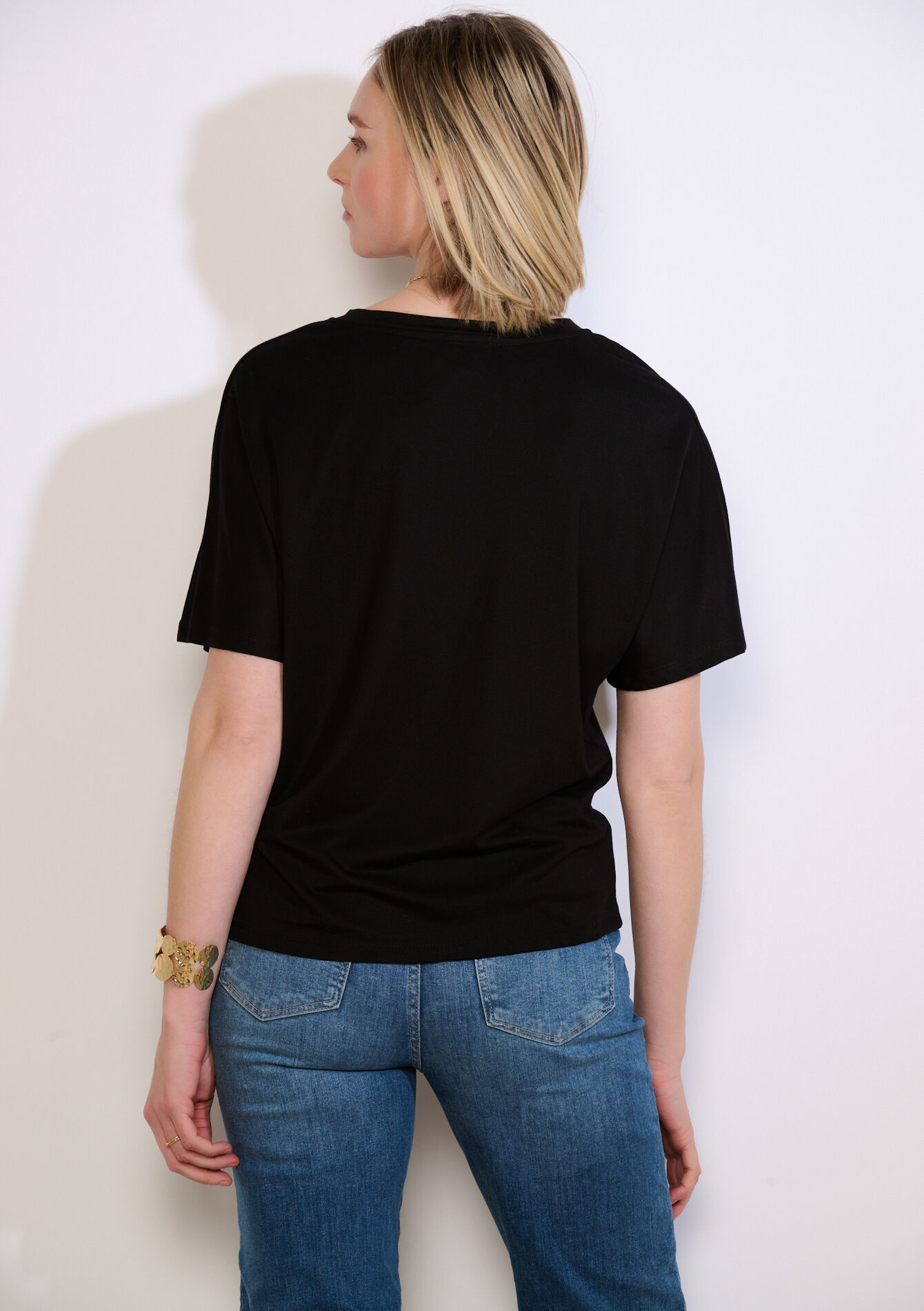 Losvallend T-shirt met korte mouw - BLACK - 02301935_1119