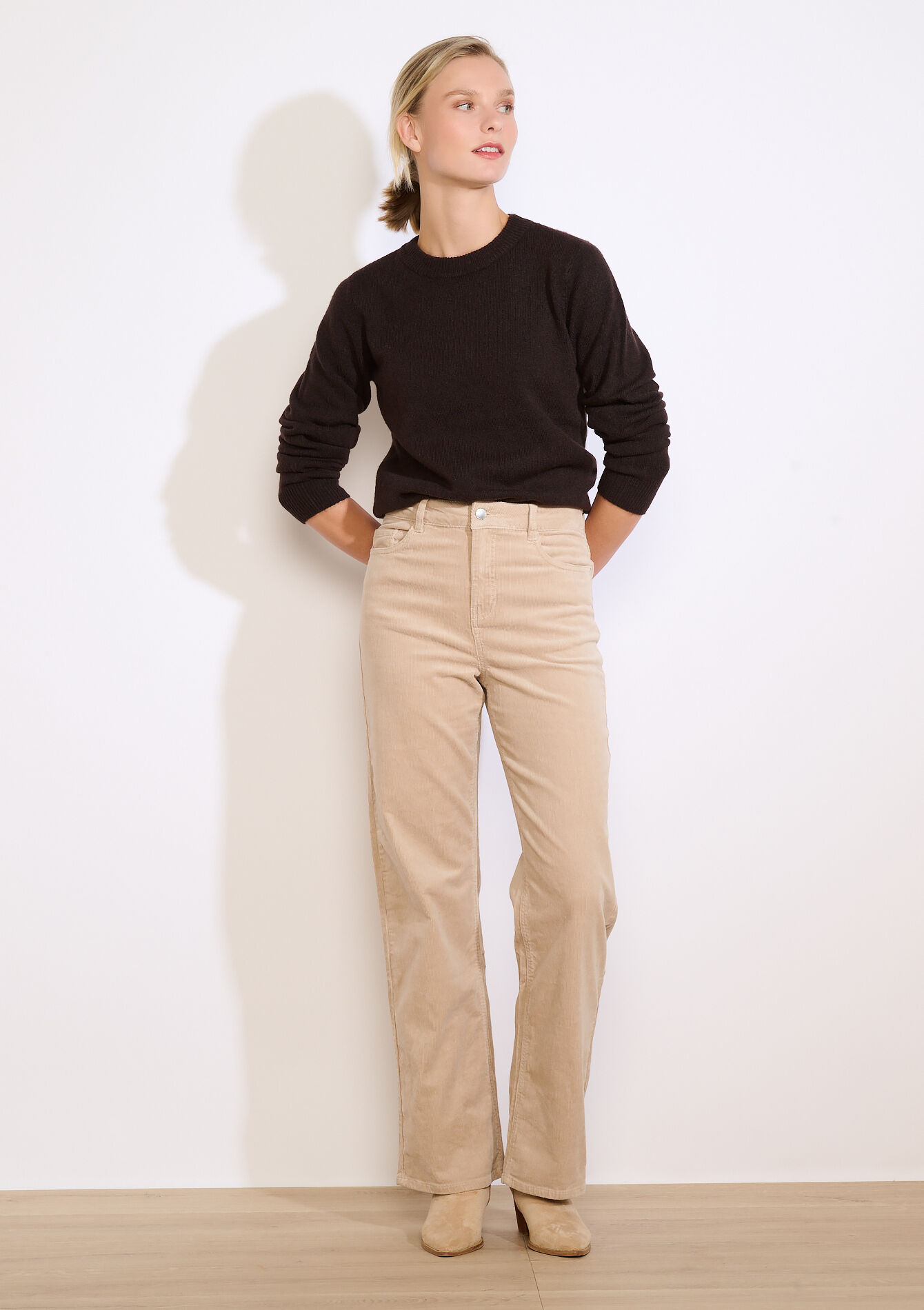 Straight corduroy trousers, Straight corduroy trousers - LT BEIGE - 06004607_2527