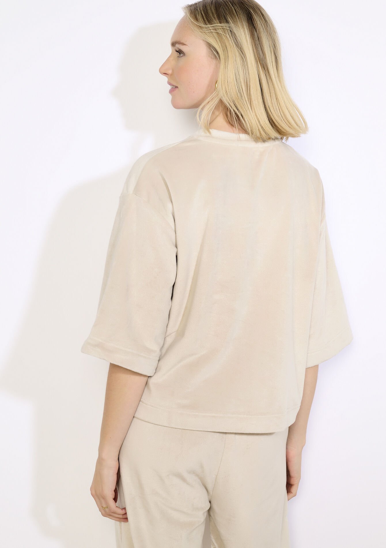 Haut ample en velours - BEIGE ASH - 15100385_1904