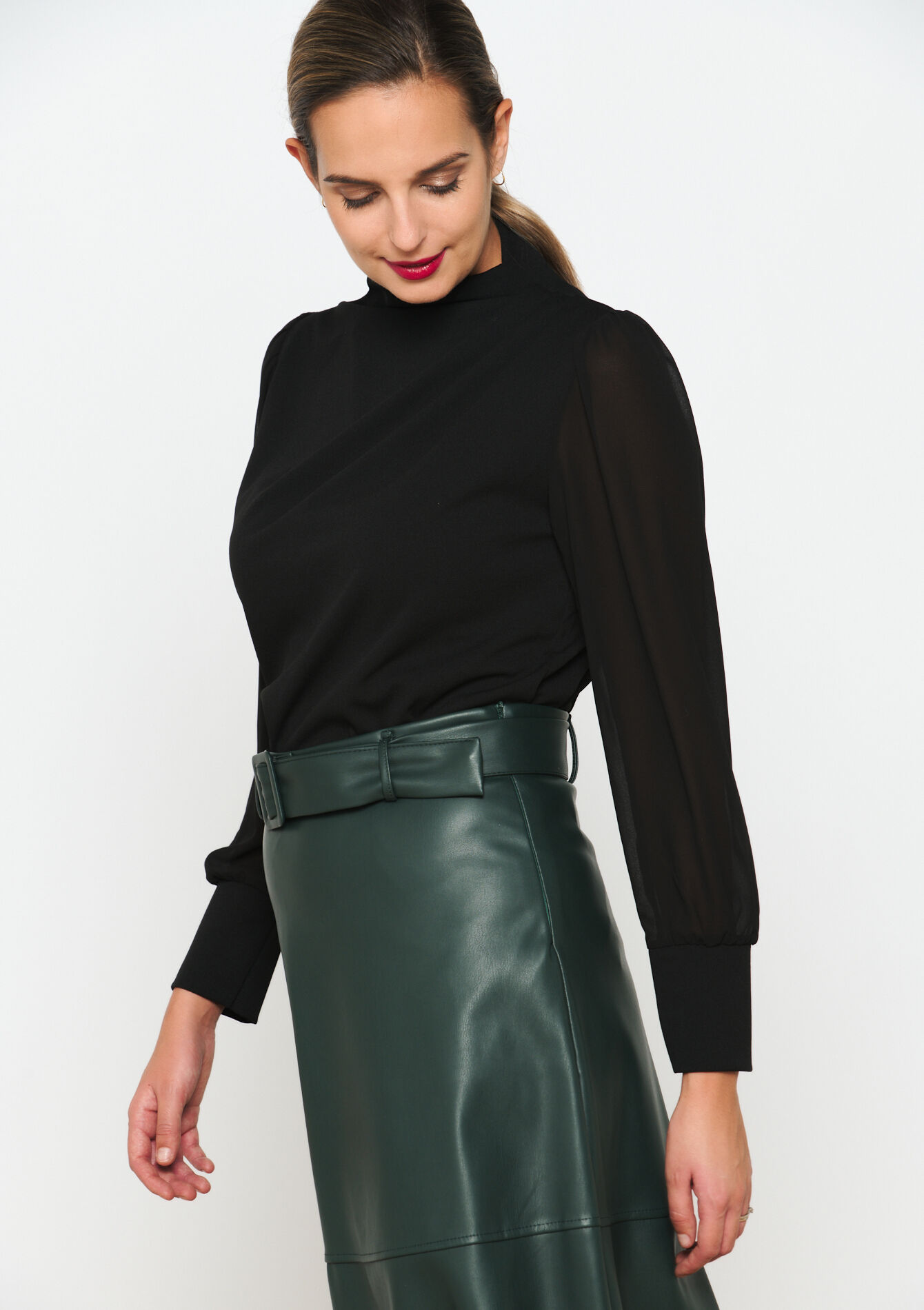 Blouse met lange mouwen, Blouse met lange mouwen - BLACK - 02400285_1119