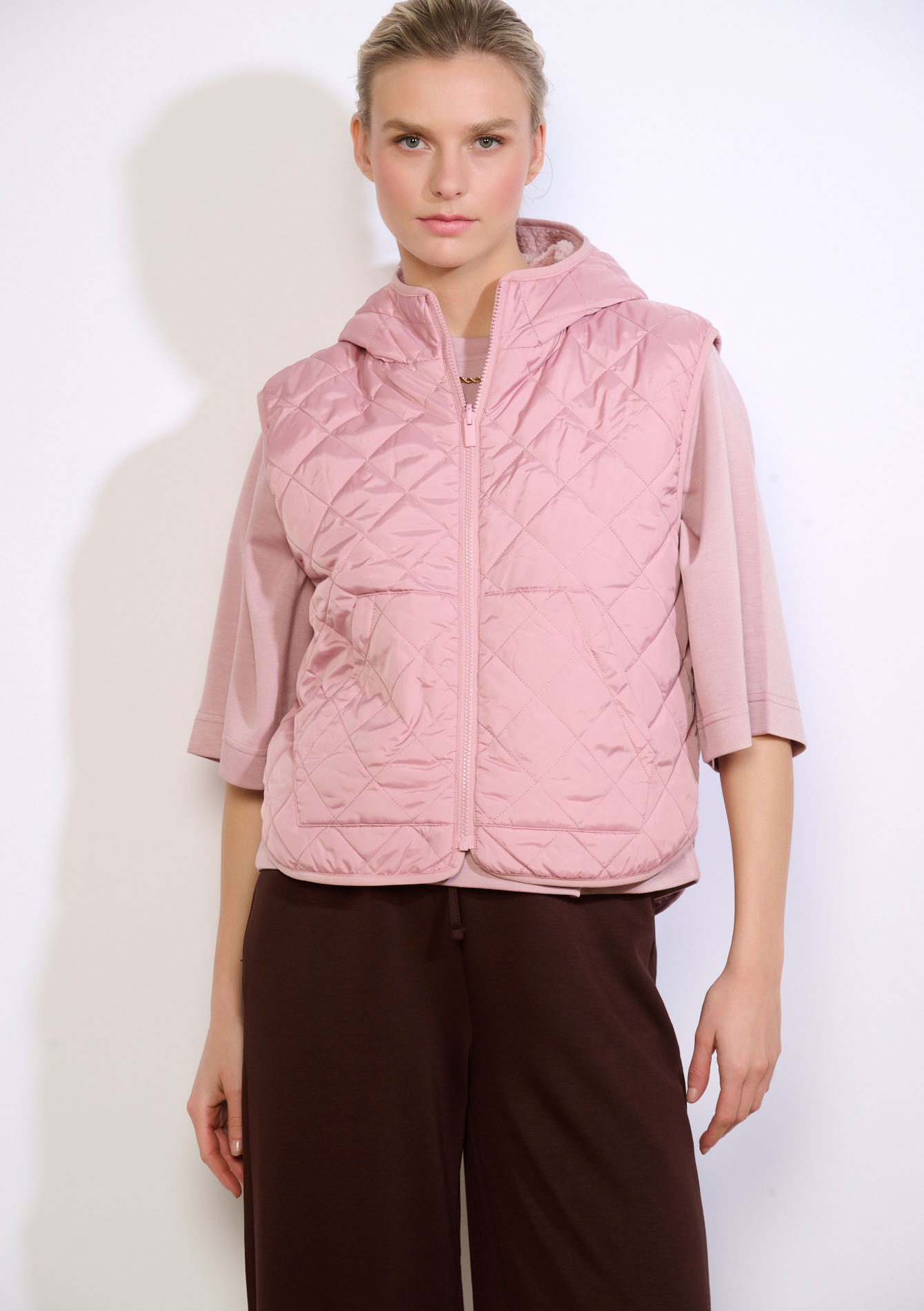 Reversible hooded vest - COSMETIC PINK - 15100413_5733