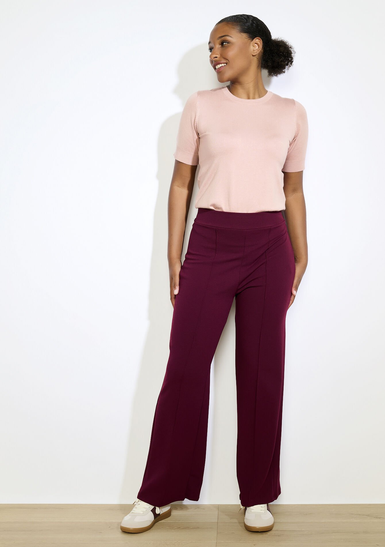 Pantalon fluide taille haute, Pantalon fluide taille haute - BORDEAUX WINE - 06601029_5514