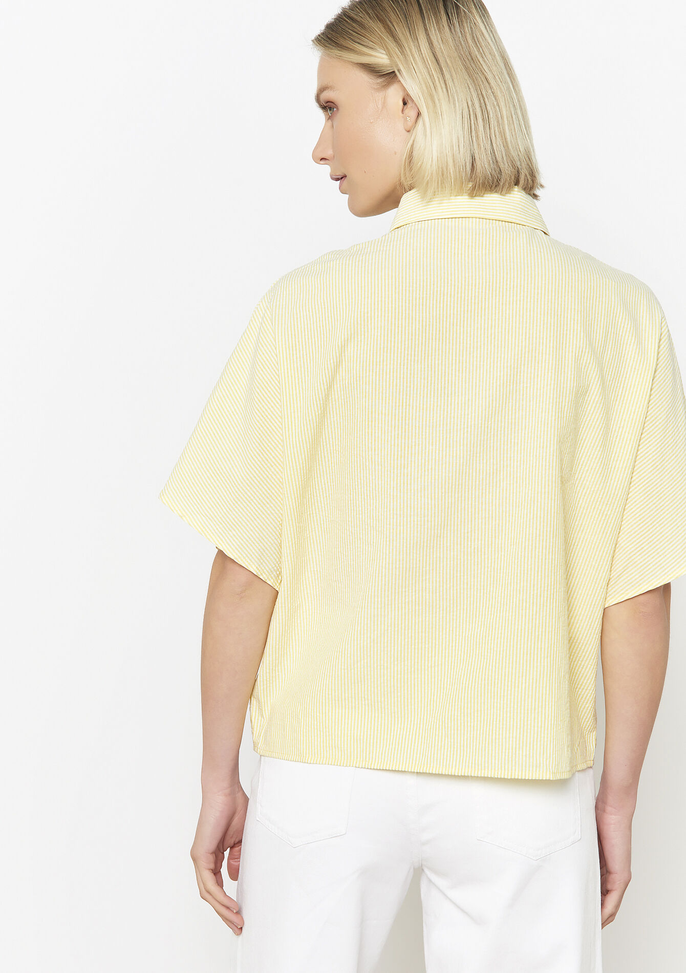 Chemise palmiers brodés, Chemise palmiers brodés - YELLOW PASTEL - 05702818_5004