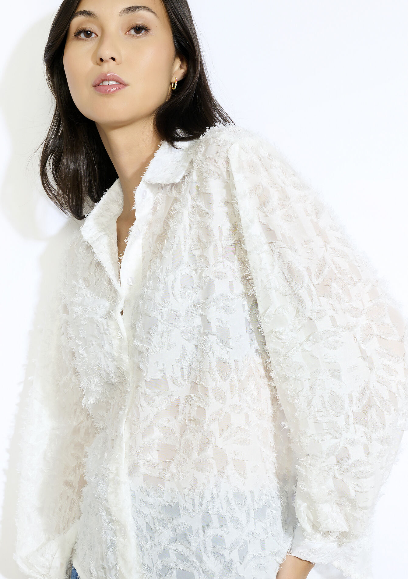 Textured airy shirt, Textured airy shirt - OPTICAL WHITE - 05702858_1019